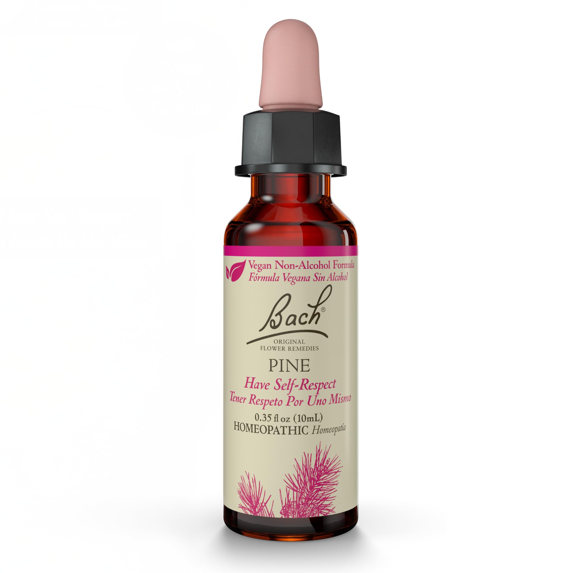 Bach Remèdes Fleurs Pin, bouteille avec pipette, soutien potentiel à l’estime de soi.