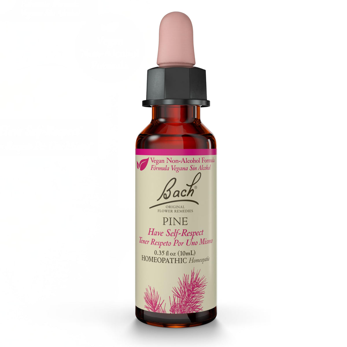 Bach Remèdes Fleurs Pin, bouteille avec pipette, soutien potentiel à l’estime de soi.