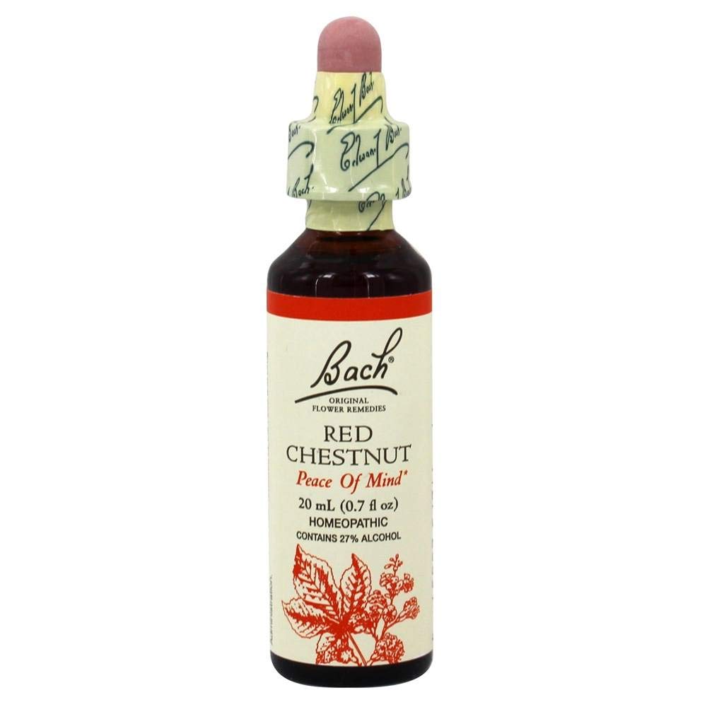 Bach Remèdes fleurs Red Chestnut — bouteille compte-gouttes pour paix d’esprit et équilibre émotionnel.