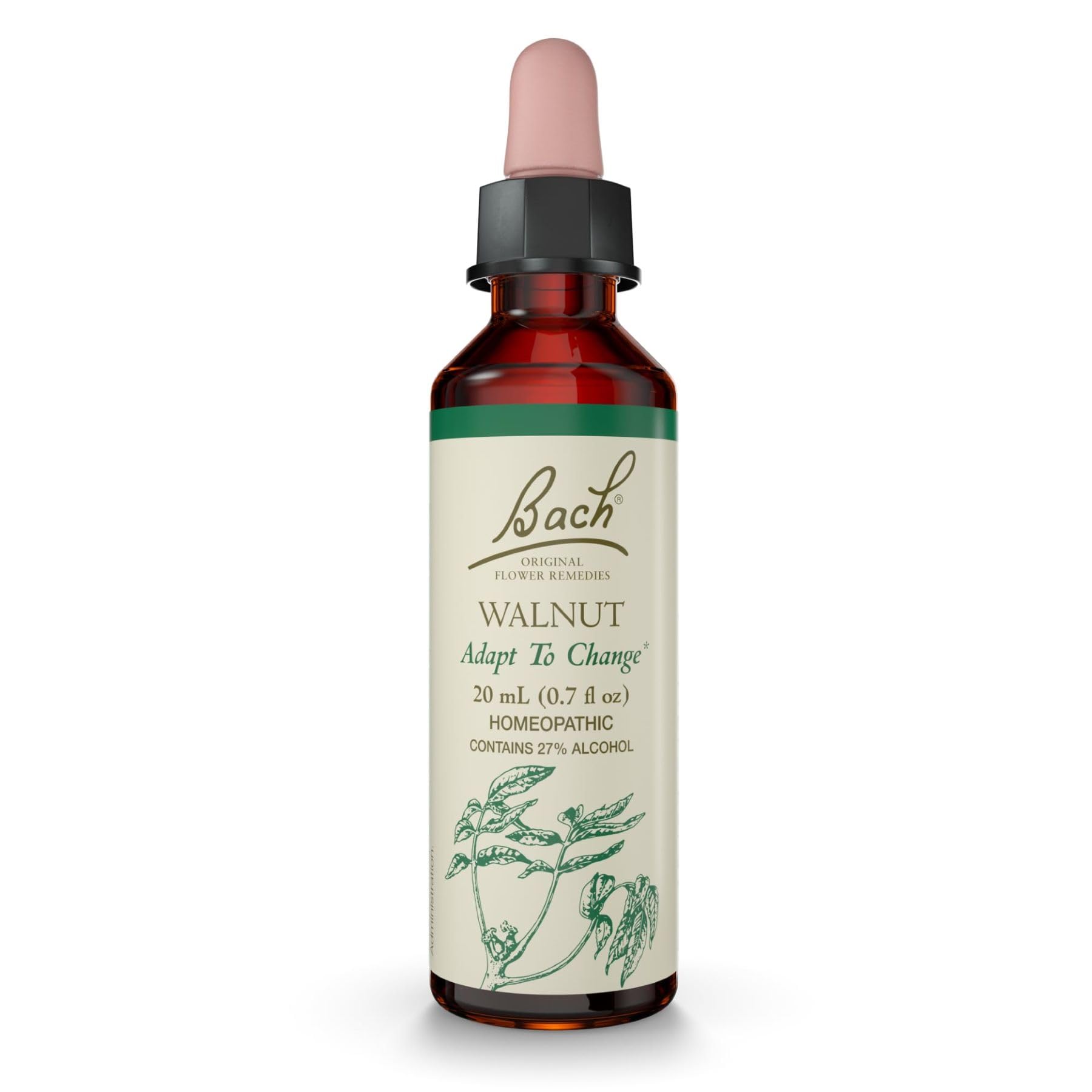 Remèdes floraux Bach noix adaptation bouteille 20 ml, soutien émotionnel potentiel.