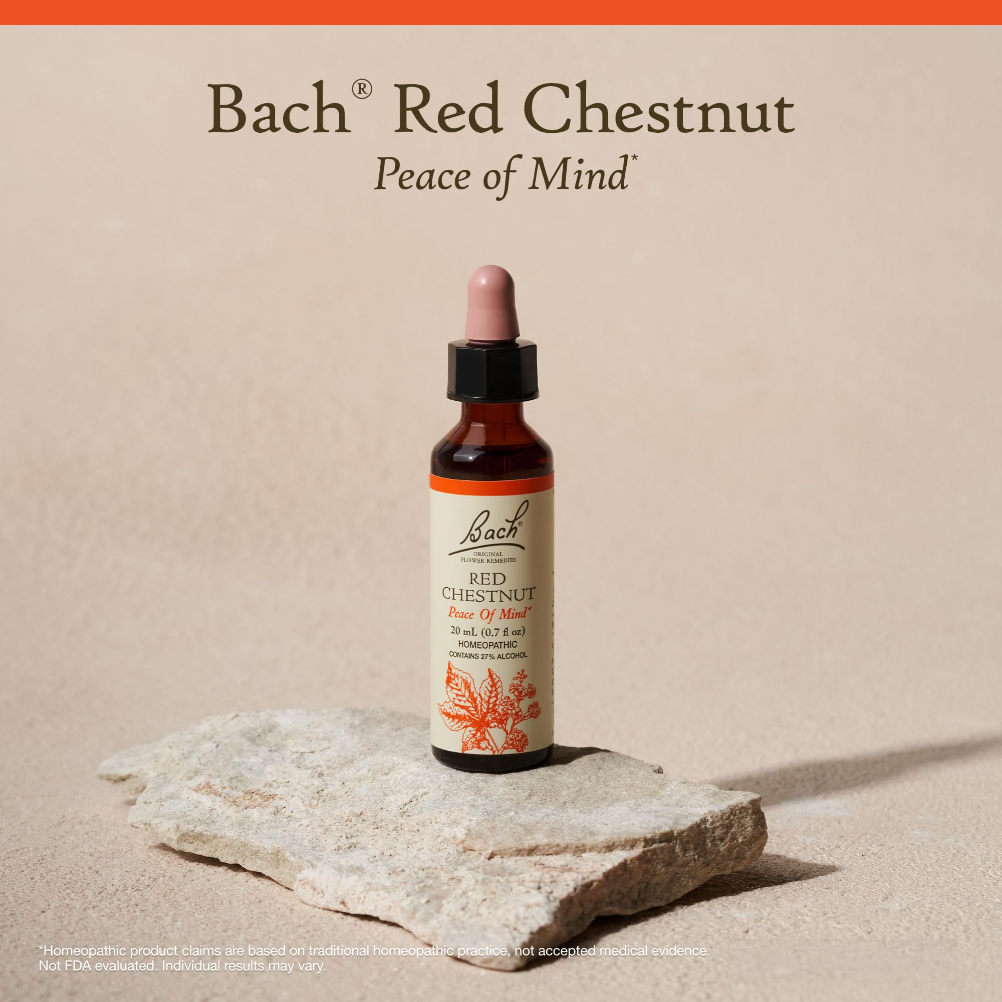 Bach Remèdes floraux Red Chestnut – emballage vegan et sans allergènes majeurs.