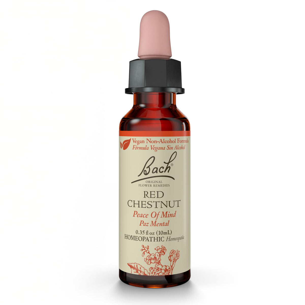 Bach Remedies Red Chestnut sans alcool, bouteille 10 ml pour l'équilibre émotionnel.