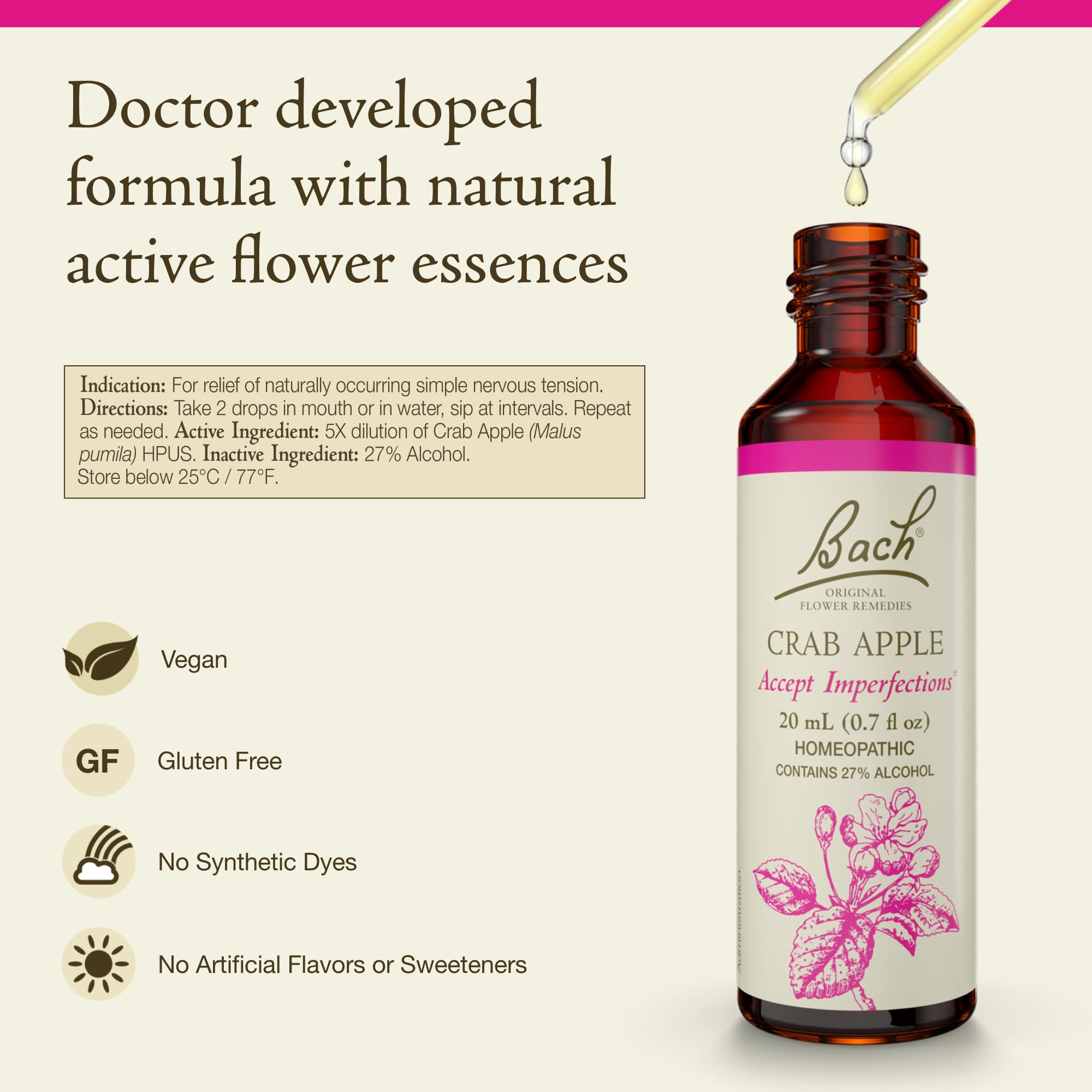 Bach Remedios Florales Crab Apple, botella de 20 ml