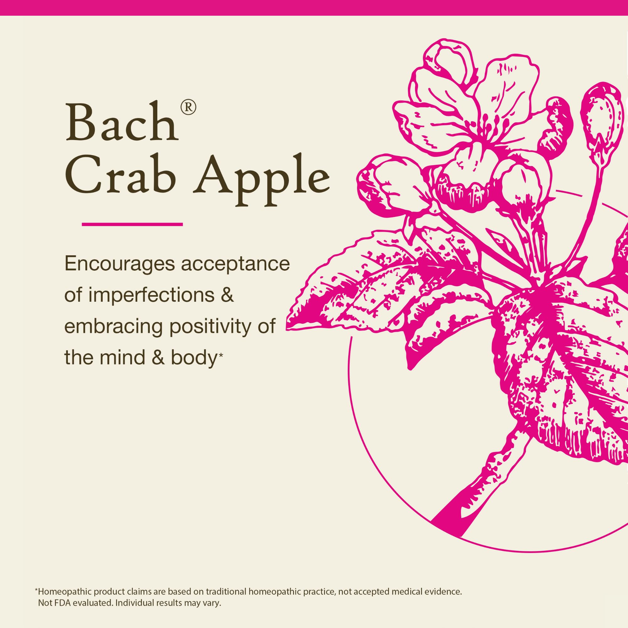Bach Crab Apple en frasco, enfoque suave para aceptar imperfecciones