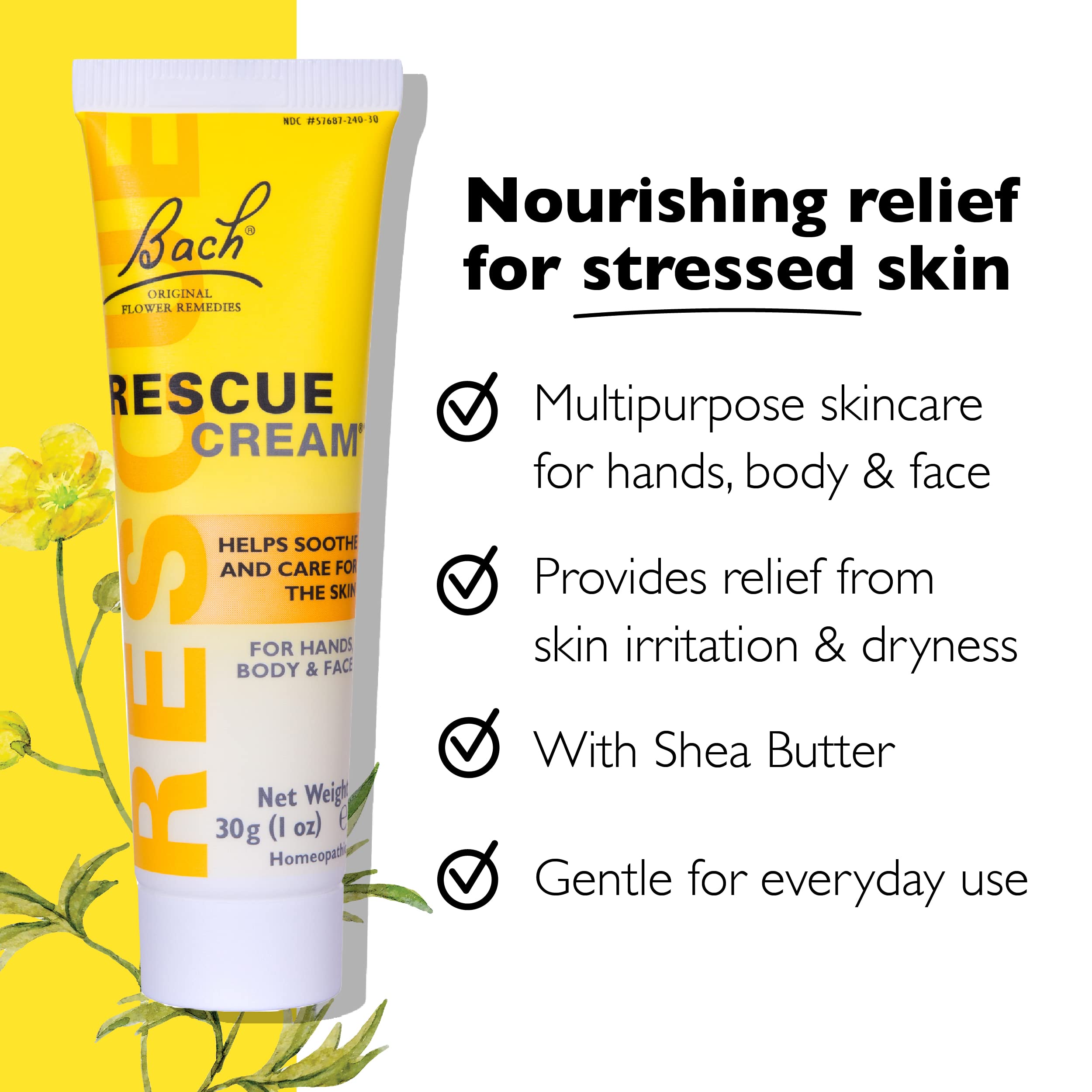 Application mains avec RESCUE Crème Bach, soin hydratant doux