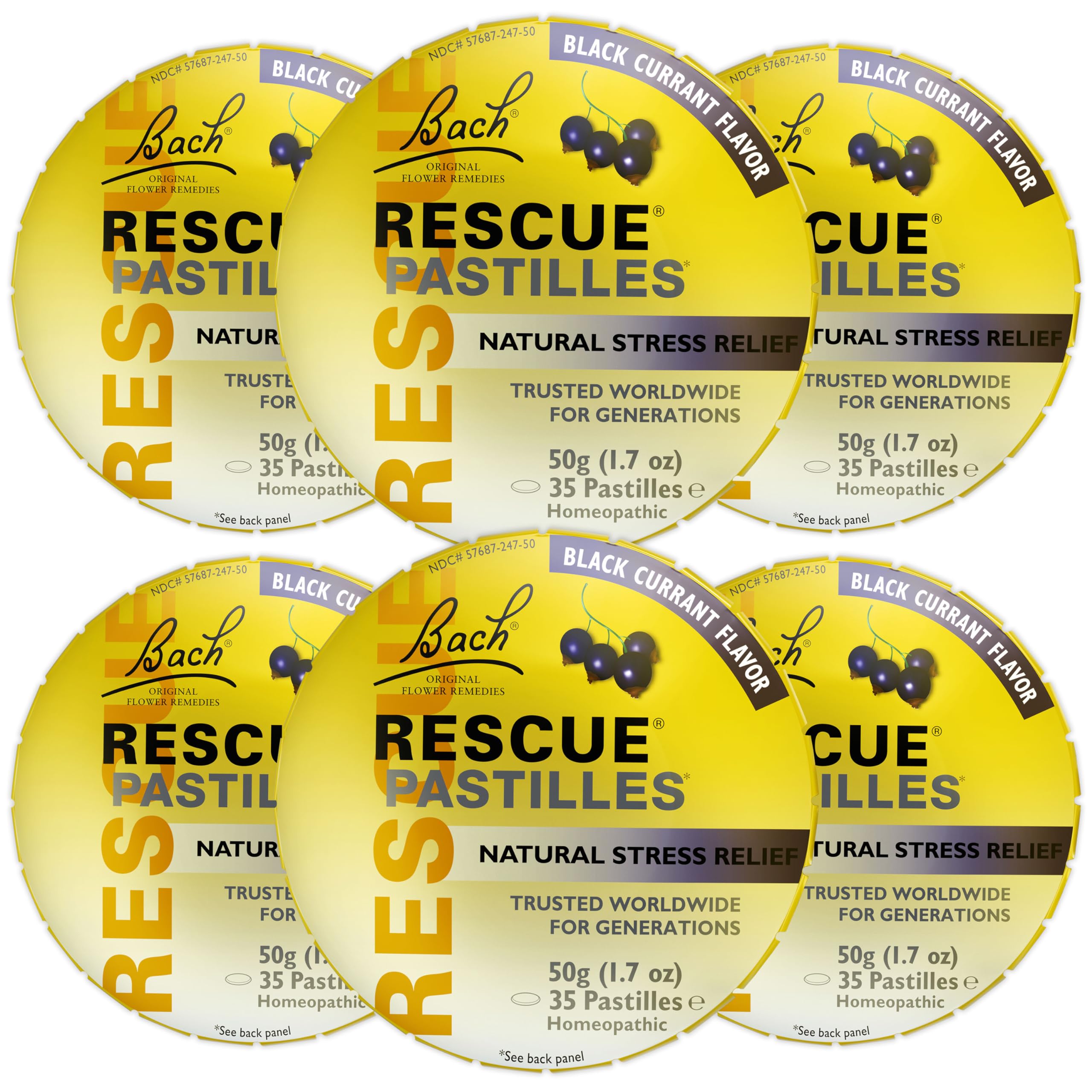 Pastilles RESCUE Bach au goût groseille noire, apaisement possible en déplacement