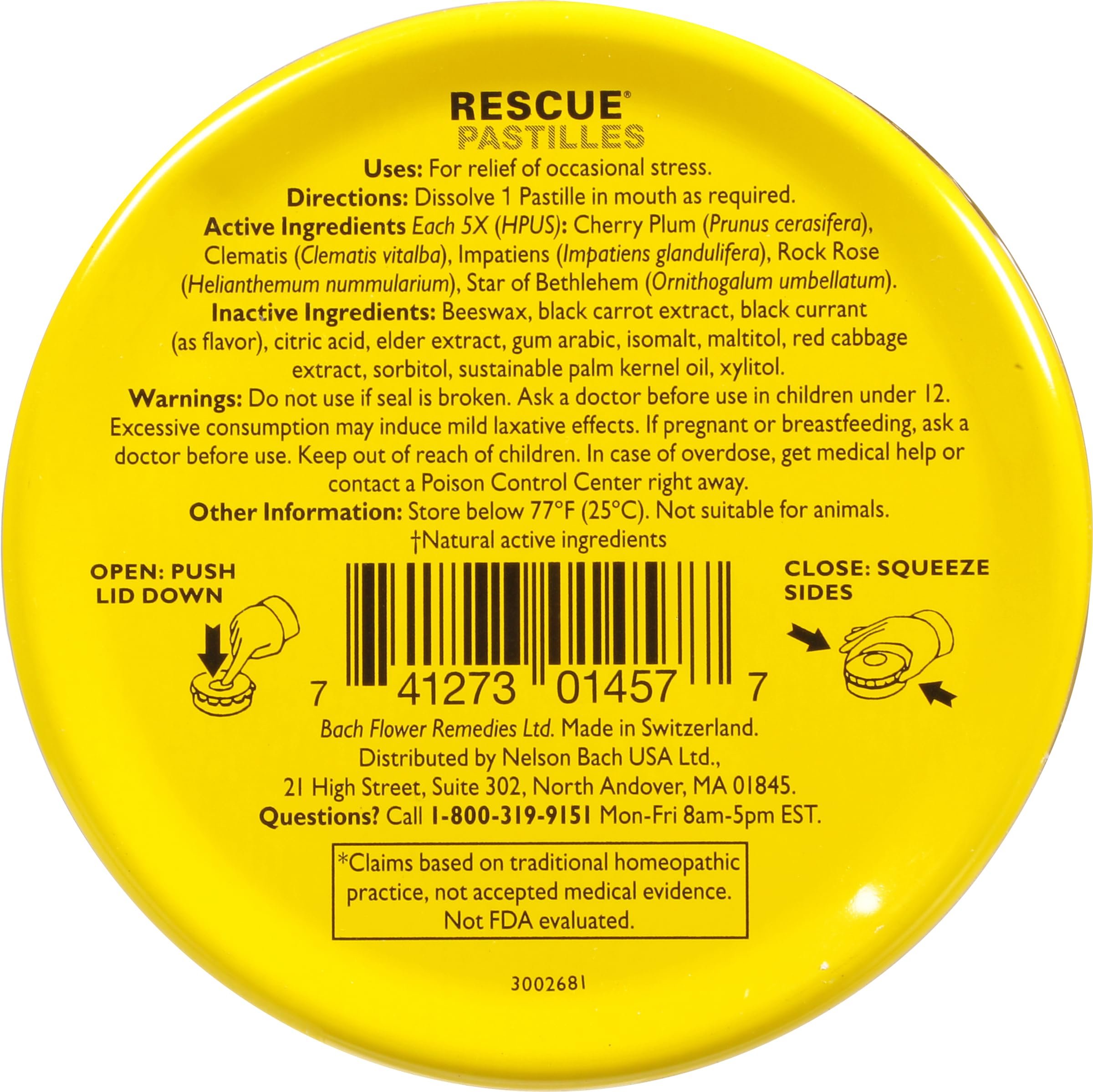 Pastilles RESCUE Bach, format nomade pour rester calme tout au long de la journée
