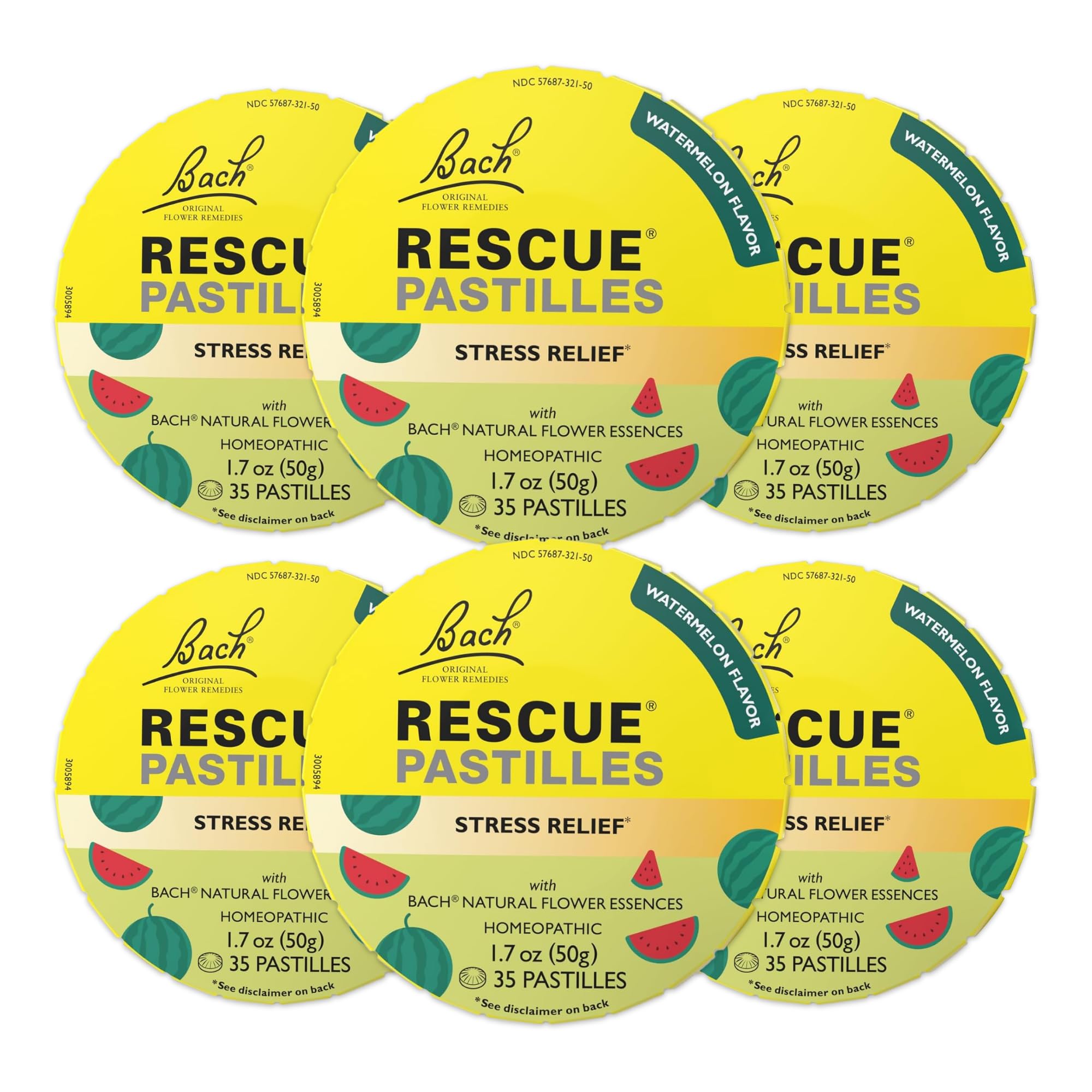 Boîte Bach Rescue Pastilles à la pastèque, pratique pour le stress quotidien.