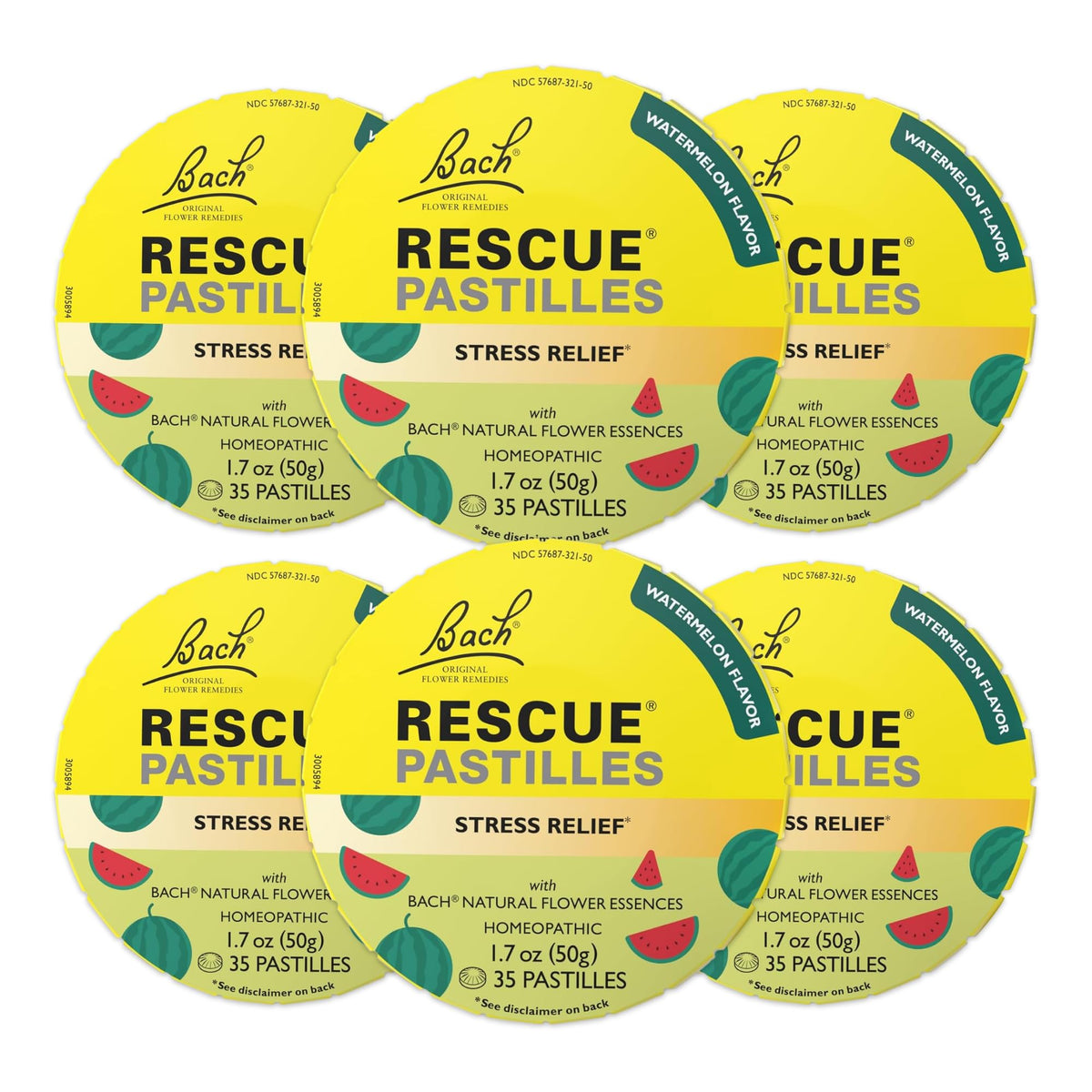 Boîte Bach Rescue Pastilles à la pastèque, pratique pour le stress quotidien.