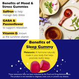Gummies Mood & Stress Rescue Plus, gros plan sur la texture et le potentiel calmant.