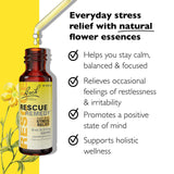 Bach Rescue Remedy dosage quatre gouttes pour une utilisation facile.