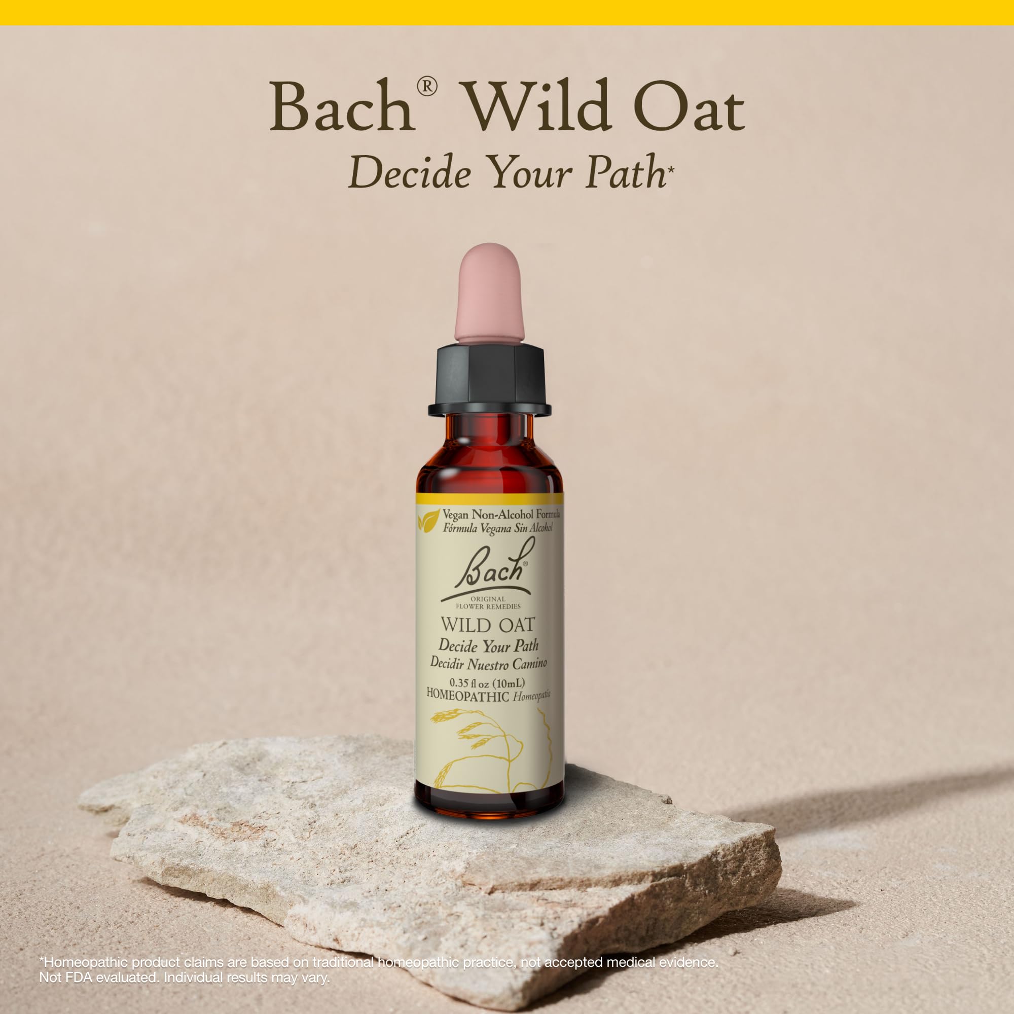 Gouttes Bach Wild Oat, associées à une méditation, soutien potentiel pour prise de recul.