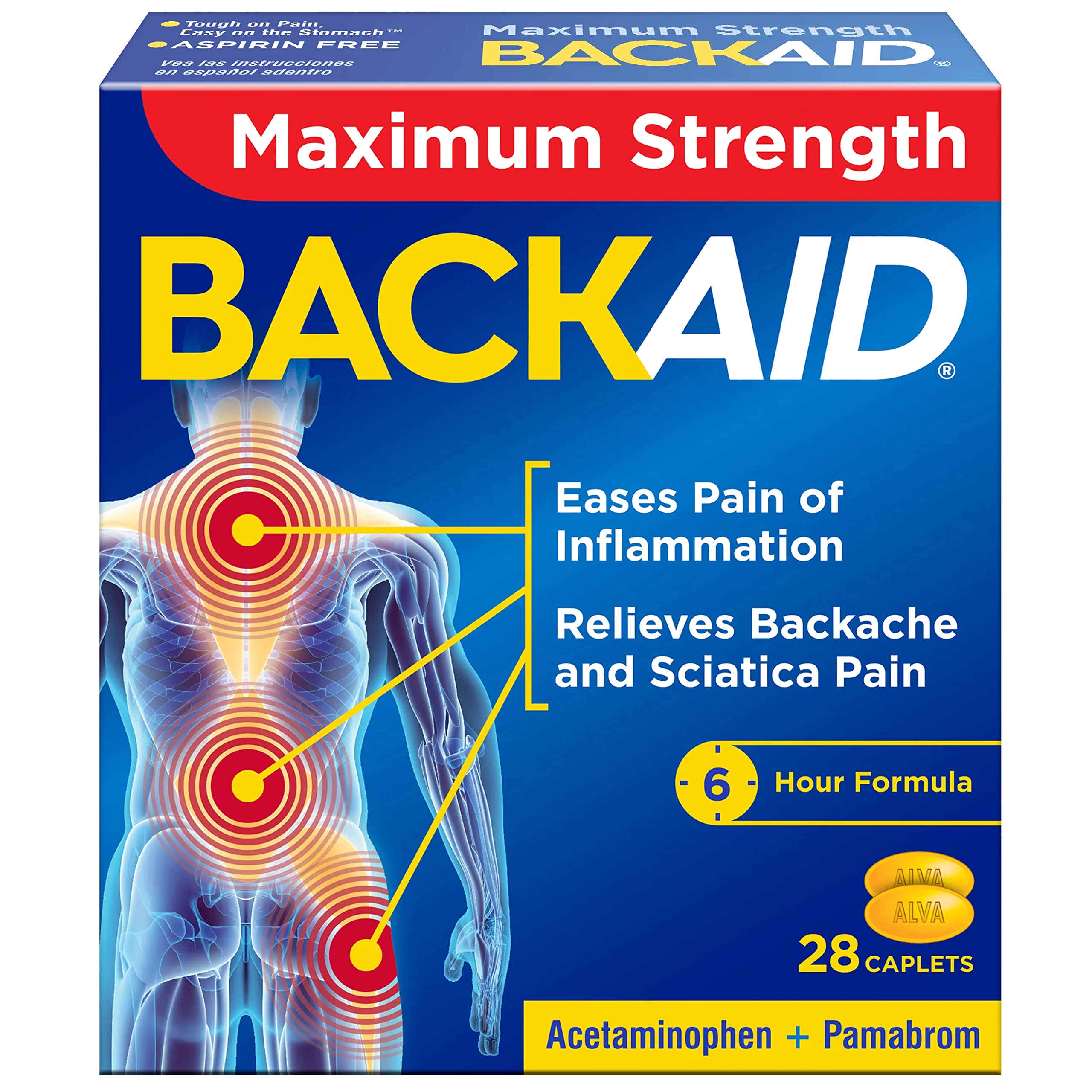Backaid Max – boîte 28 comprimés, relief possible de la douleur.