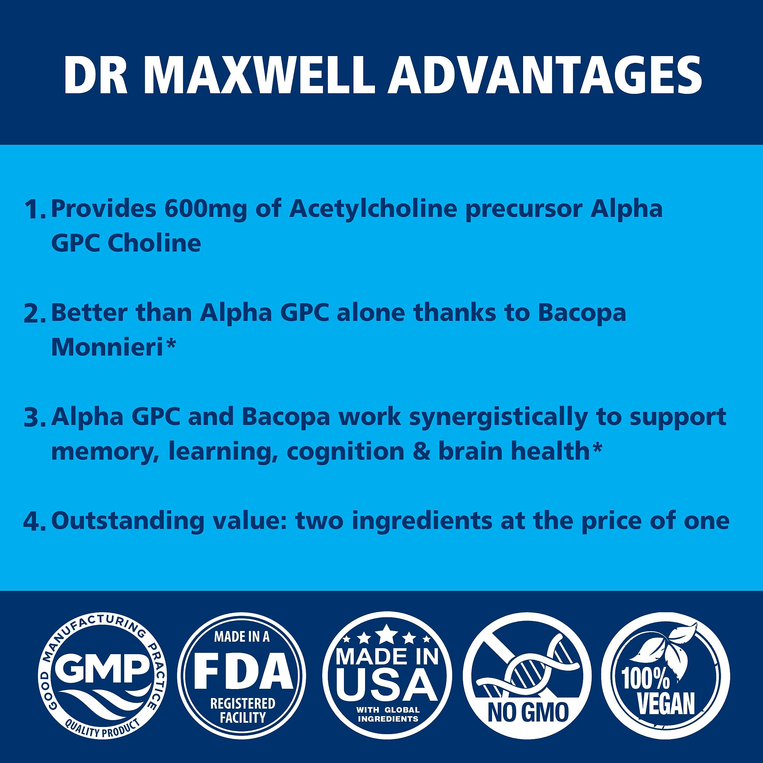 Bacopa Monnieri Dr. Maxwell — capsules pour mémoire et concentration à long terme