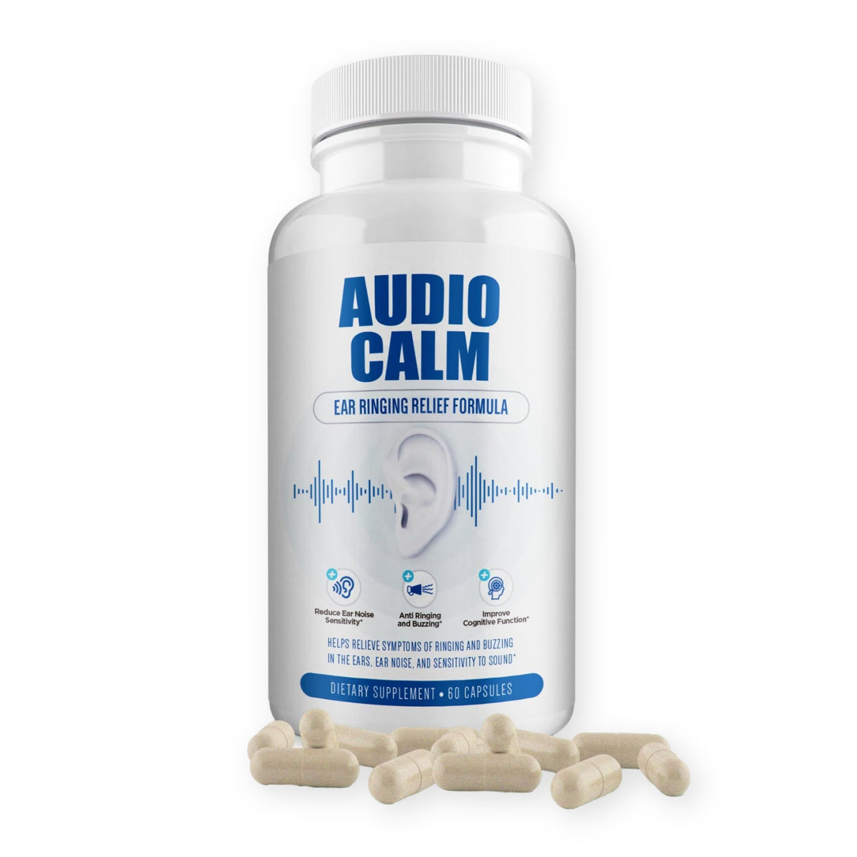 Audio Calm par BACTICURE — bouteille de pilules facilitant une routine quotidienne.