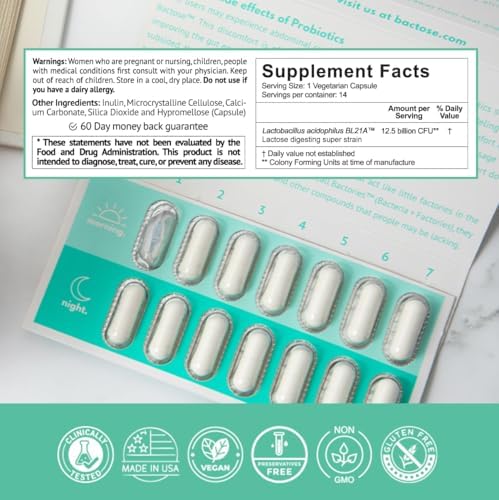 BACTOSE etiquette-probiotiques-lactose : étiquette claire et dose recommandée.