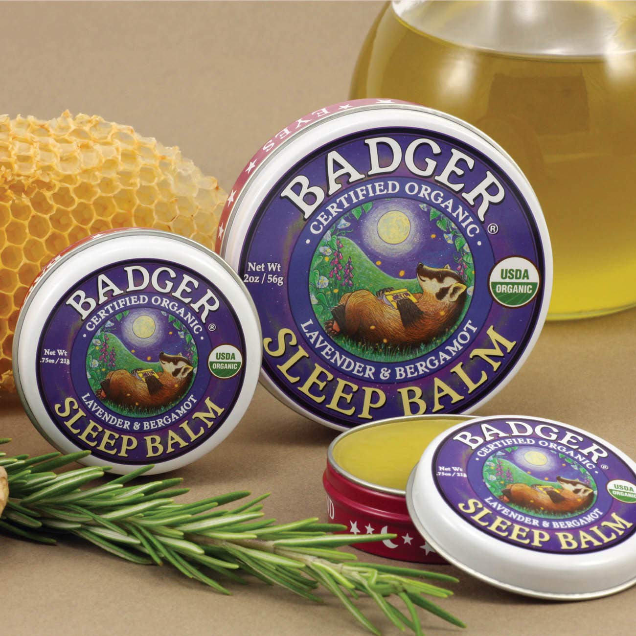 Baume Sommeil Badger emballage écologique et portable