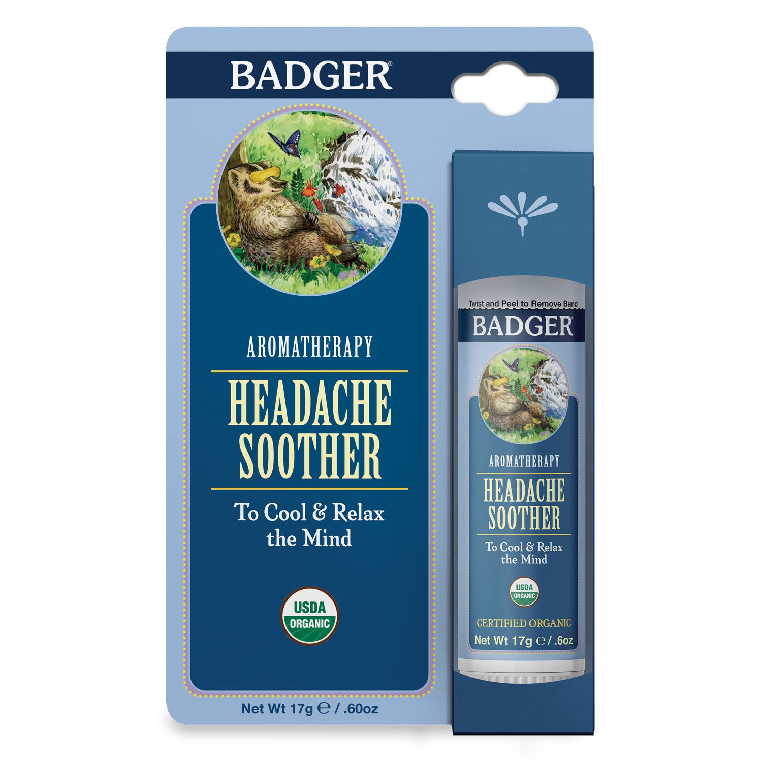 Badger Headache Soother – cristaux de menthol pour une fraîcheur intense.