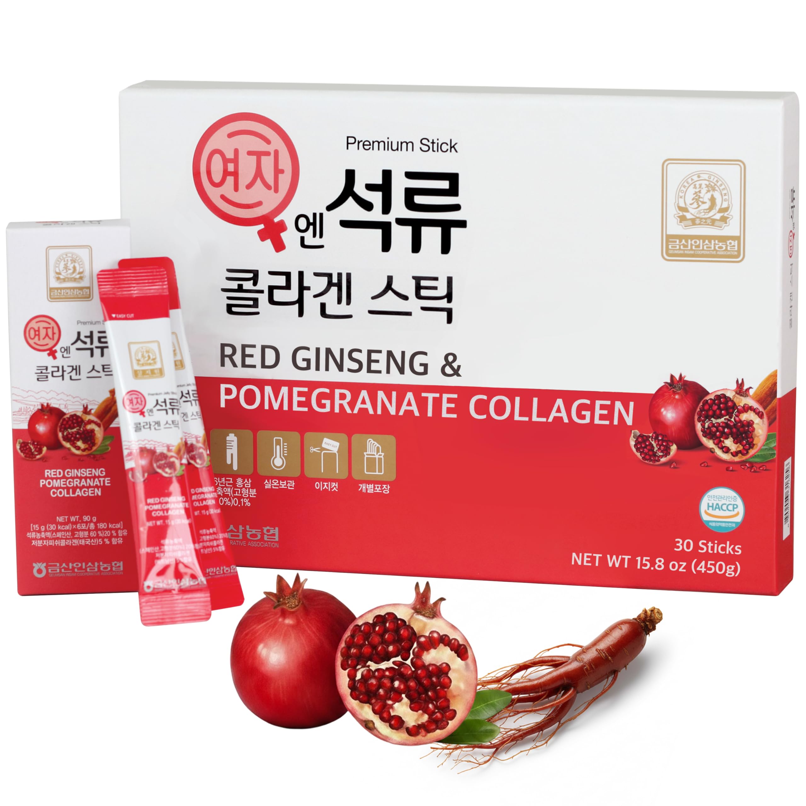 Baekje Geumsan bâtonnet collagène grenade, texture gélifiée pratique pour emporter