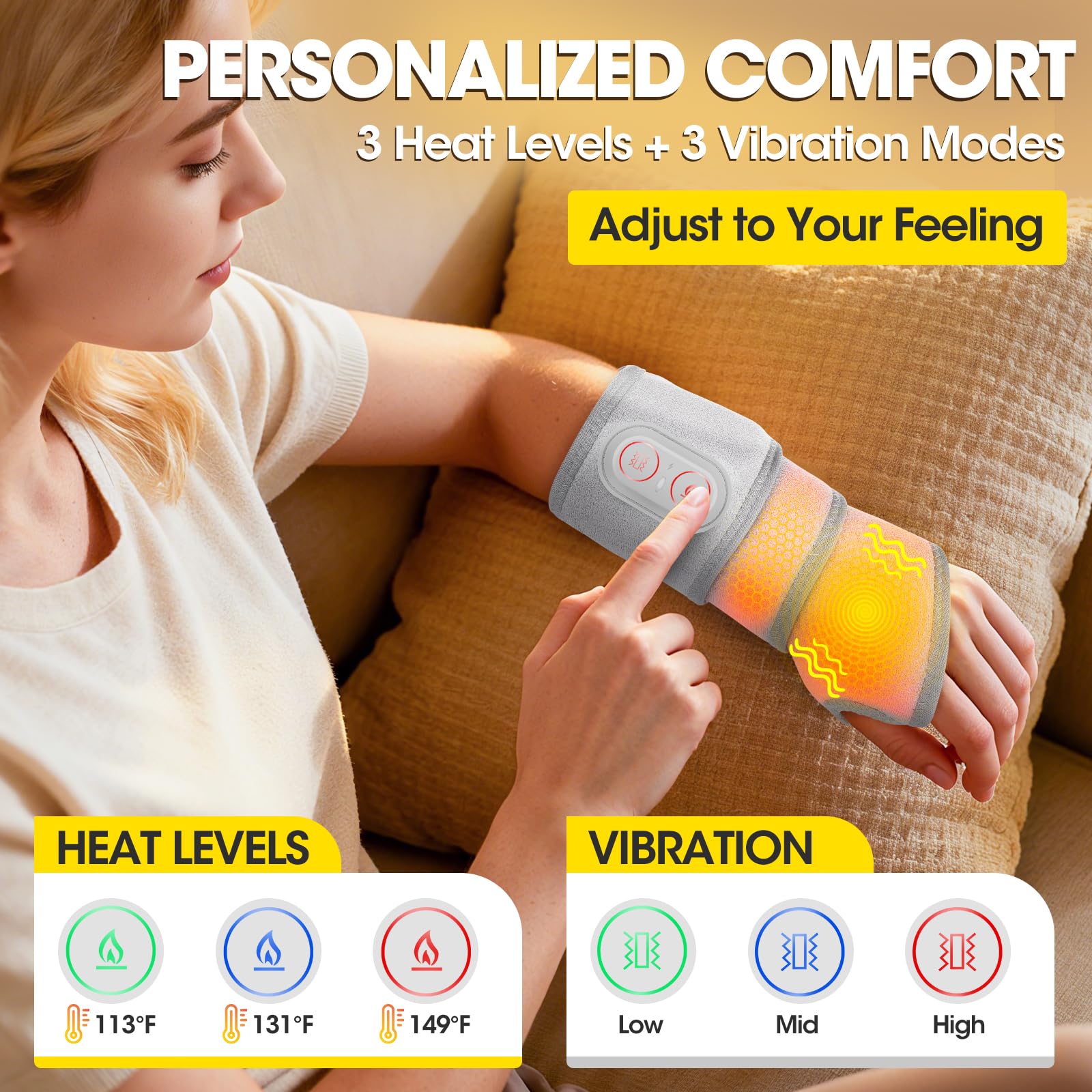 BAISEMAIN trois niveaux de chaleur et trois vibrations ajustables