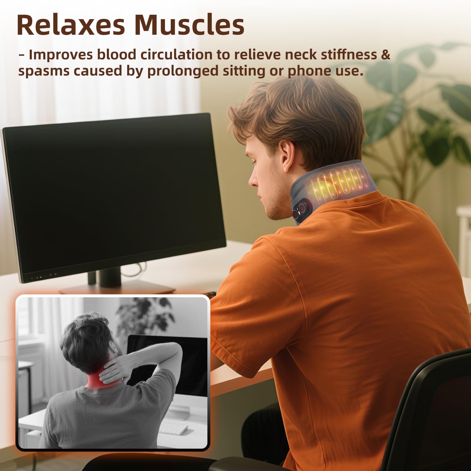 BAISEMAIN utilisation nomade offrant chaleur et massage au bureau ou en déplacement