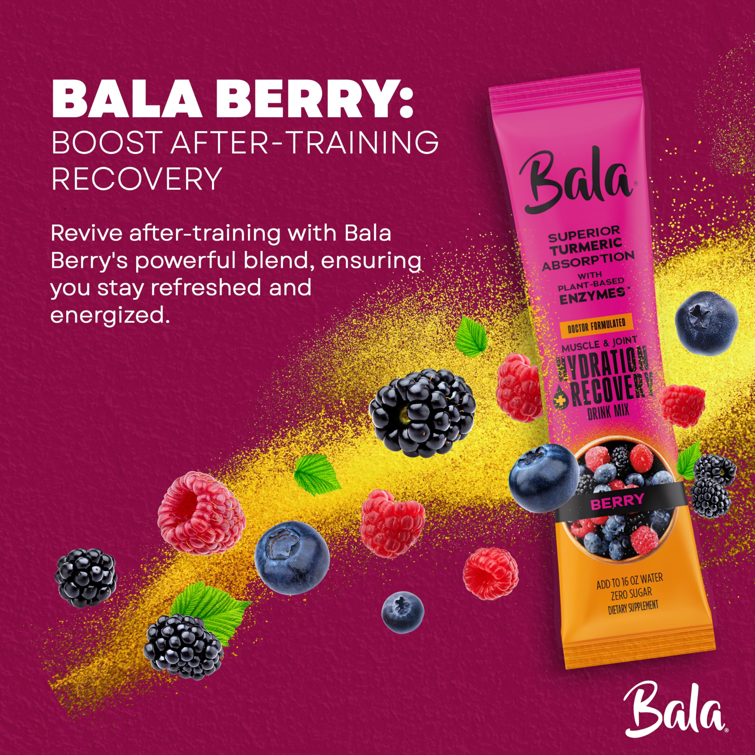 BALA Enzyme Hydration : poudre avec bromelaine et papaïne soutient l'absorption.