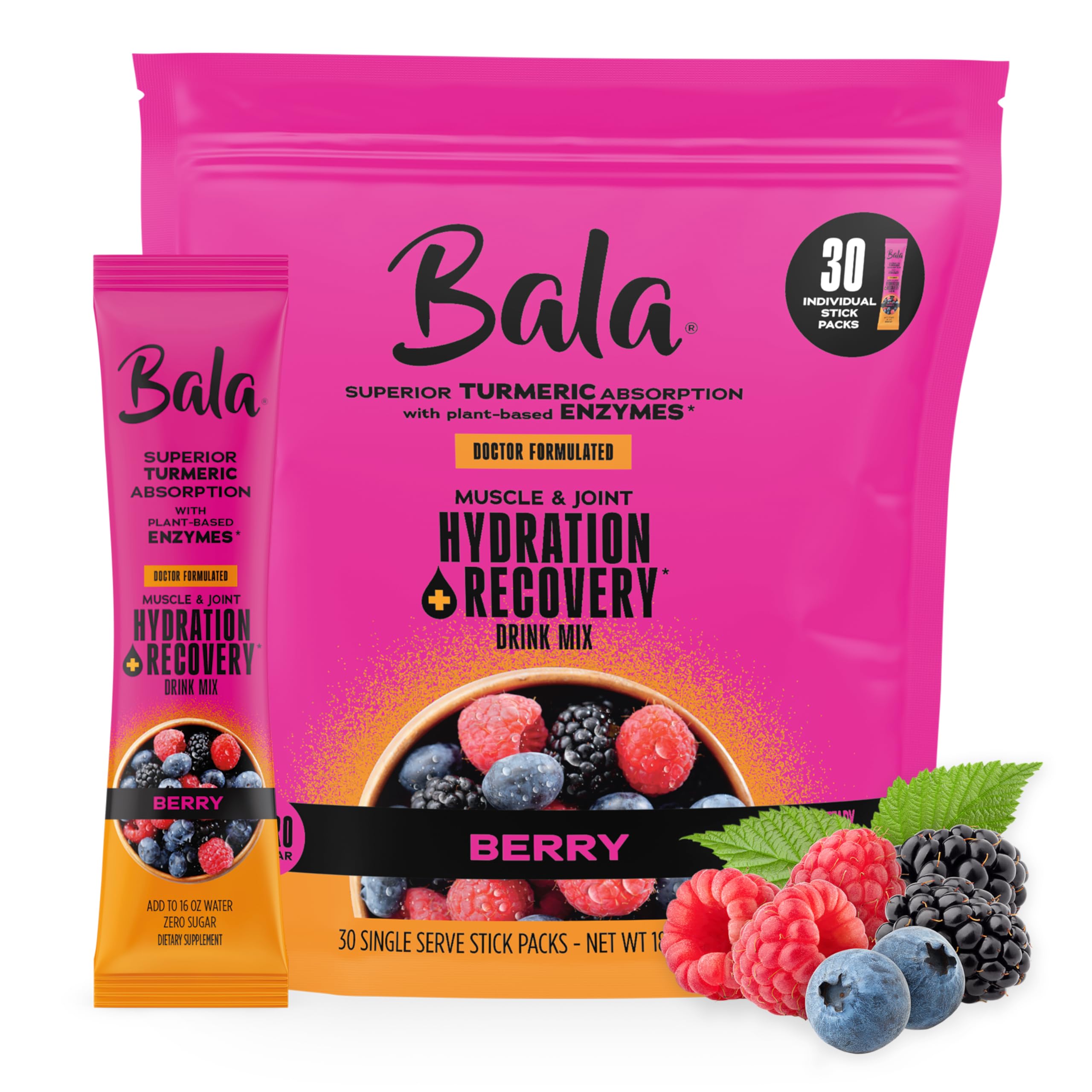 BALA Enzyme Hydration : emballage pratique avec 30 sachets pour hydratation quotidienne.