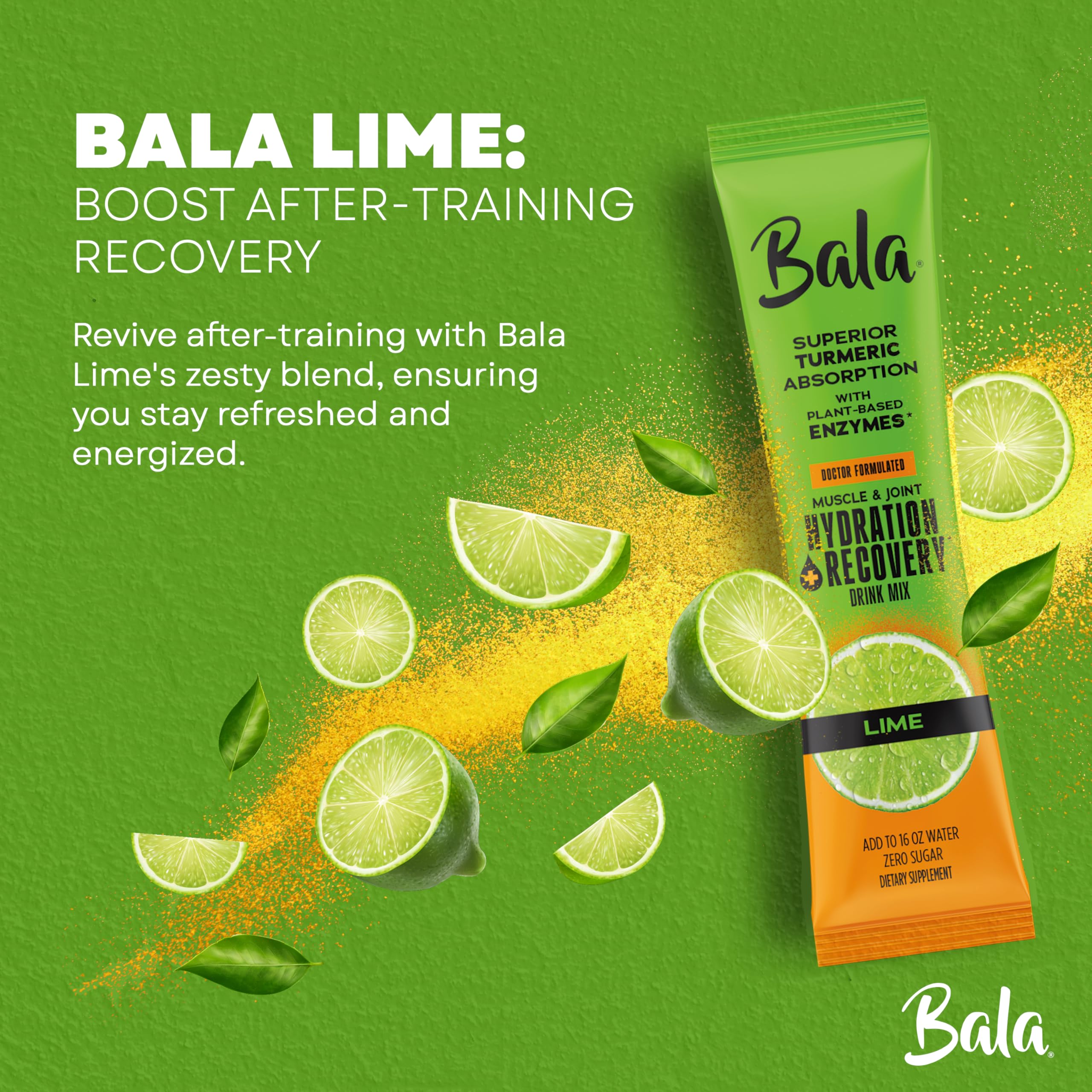 BALA sachets citron vert, portion pratique pour boisson sans sucre.