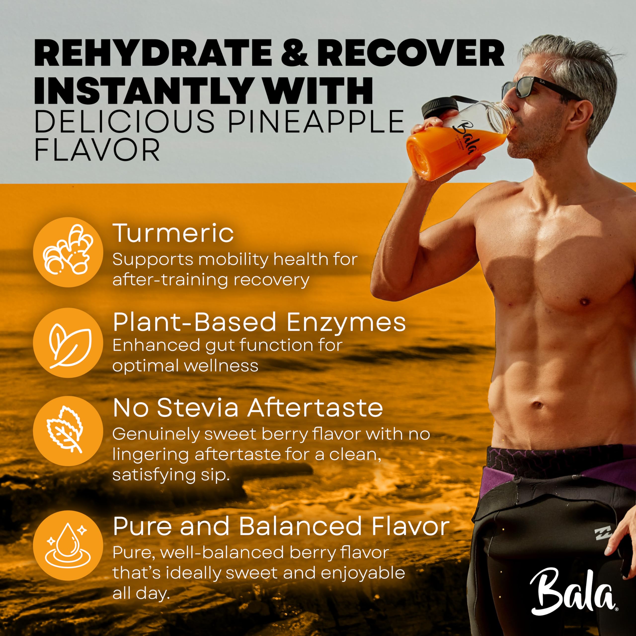 Dissolution facile Bala Total Body Wellness Drink Mix, sans grumeaux