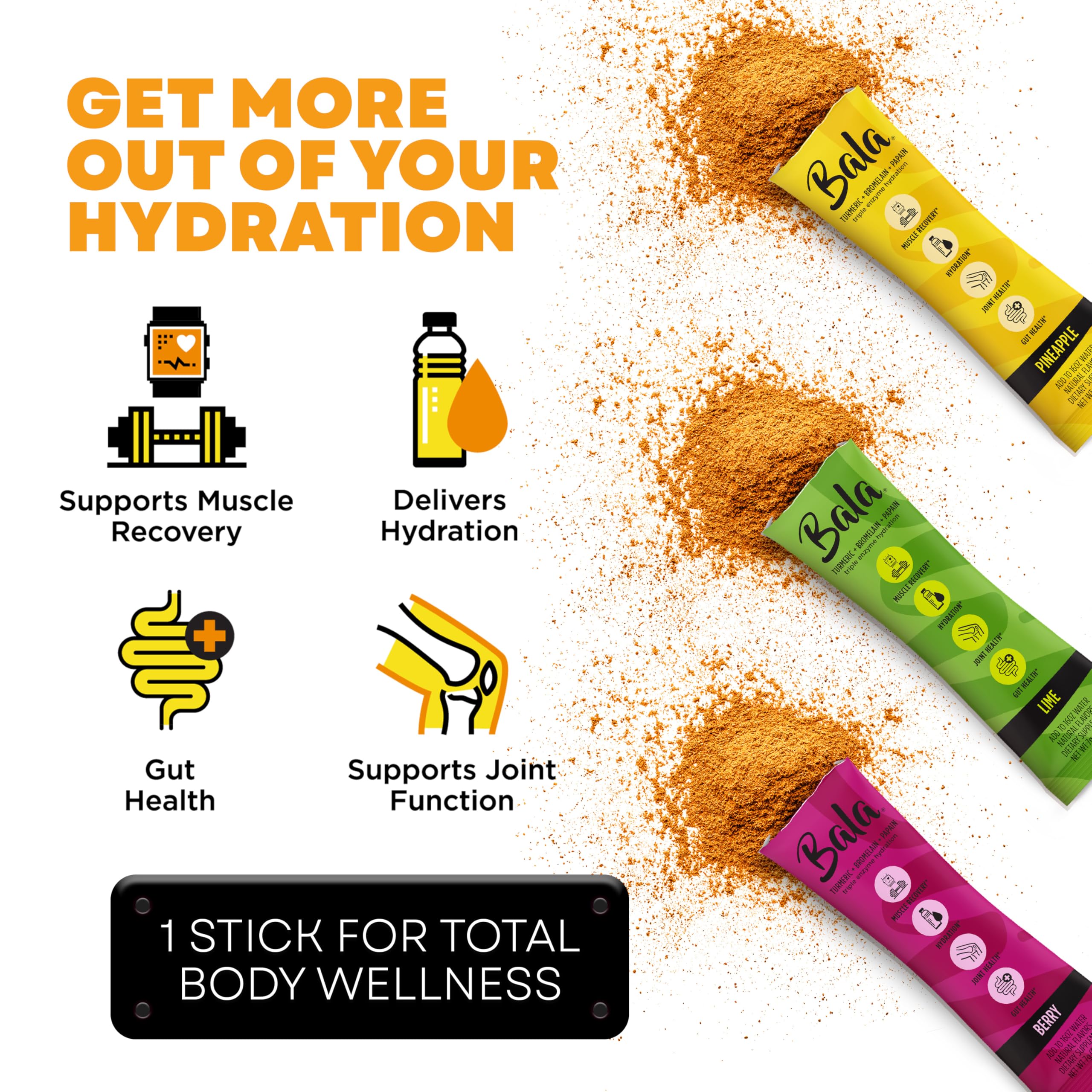 Pack Bala Total Body Wellness Drink Mix de 30 bâtonnets, format nomade