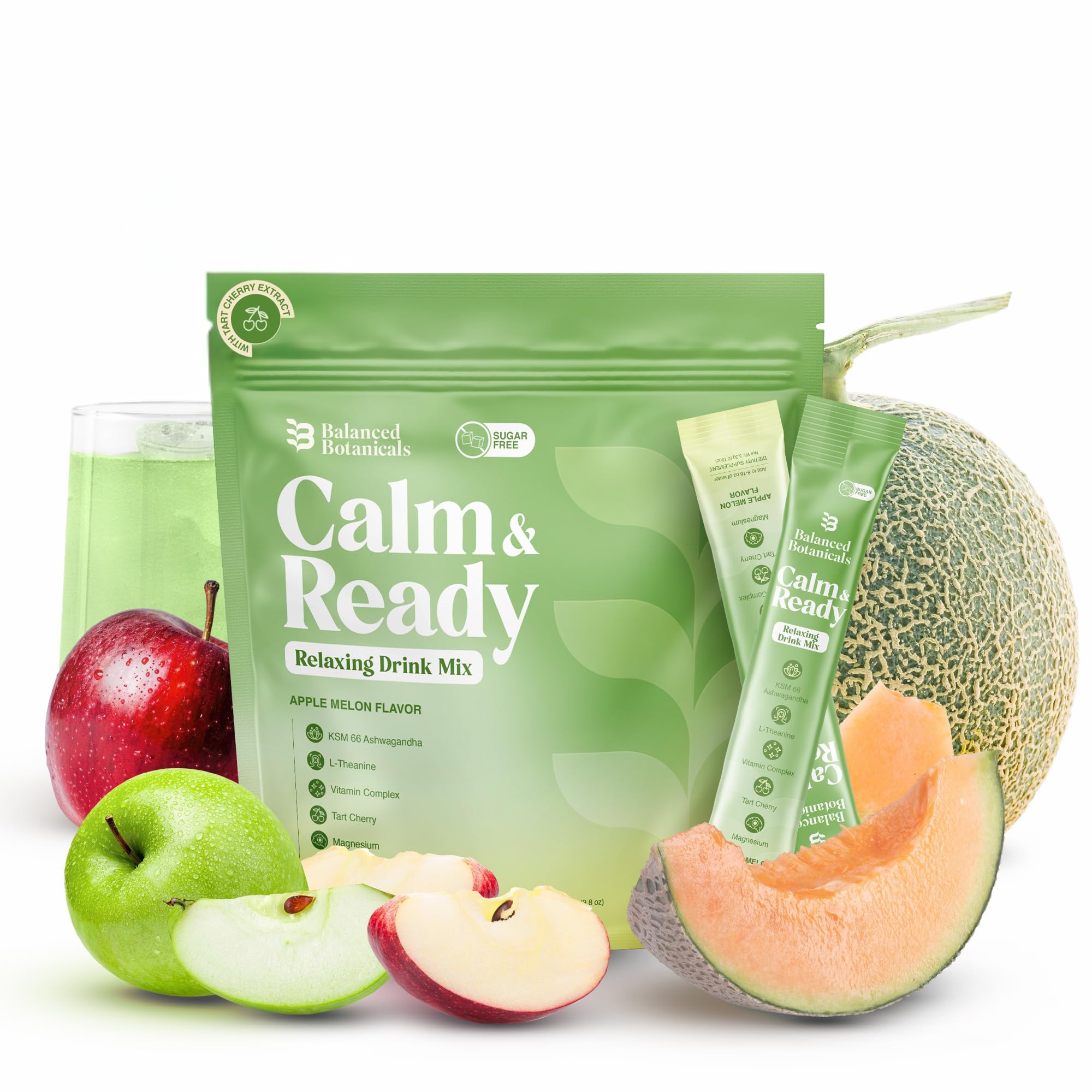 Balanced Botanicals Calme Poudre Pomme-Melon, apport rafraîchissant et apaisant.