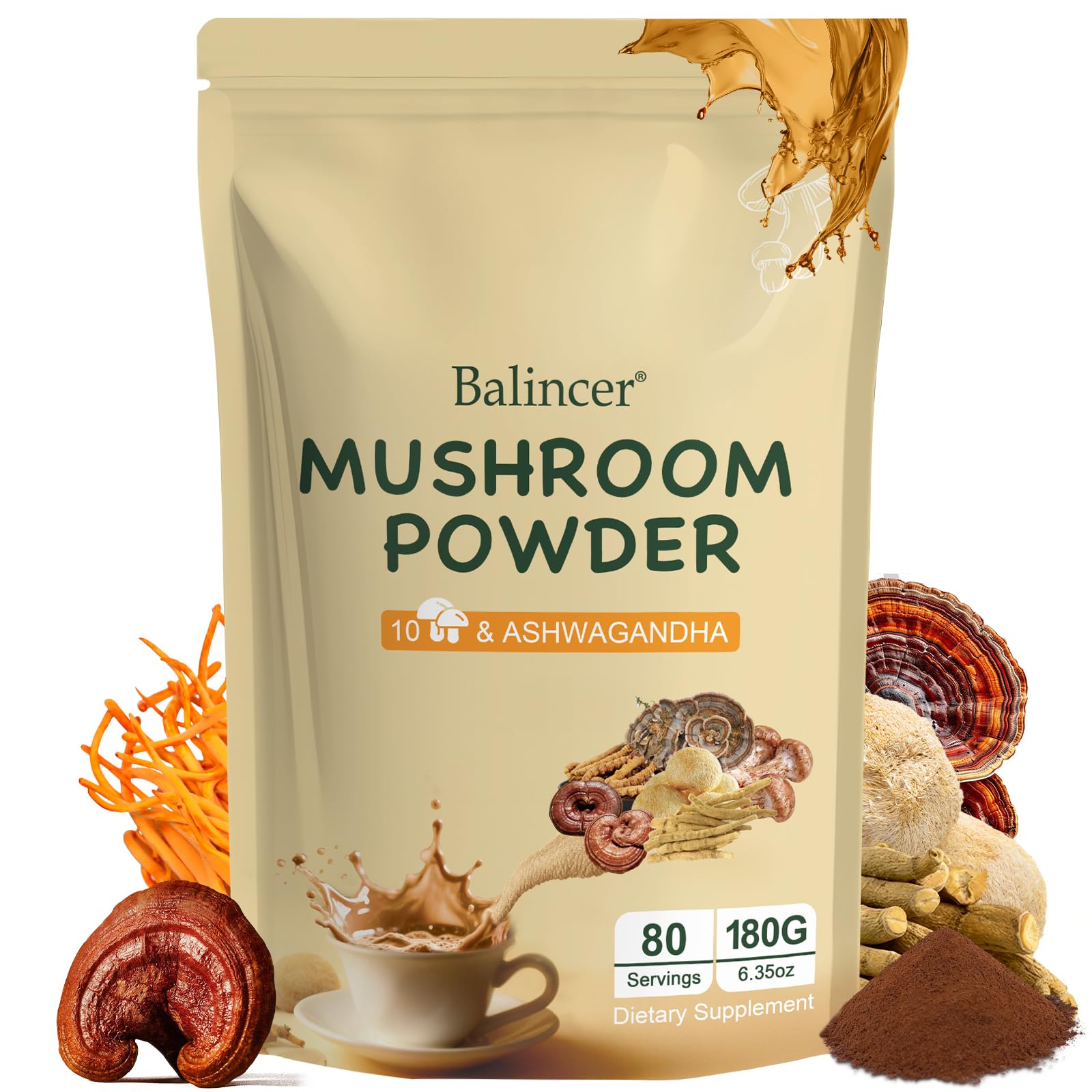 Balincer Poudre champignons 80 portions: potentiel soutien énergie et vitalité.