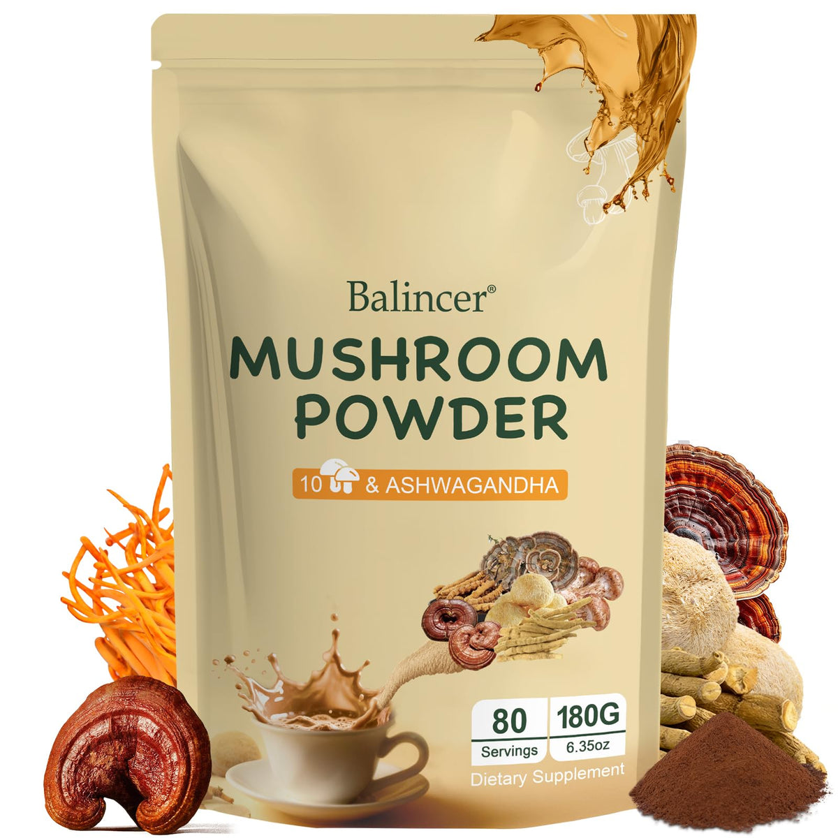 Balincer Poudre champignons 80 portions: potentiel soutien énergie et vitalité.