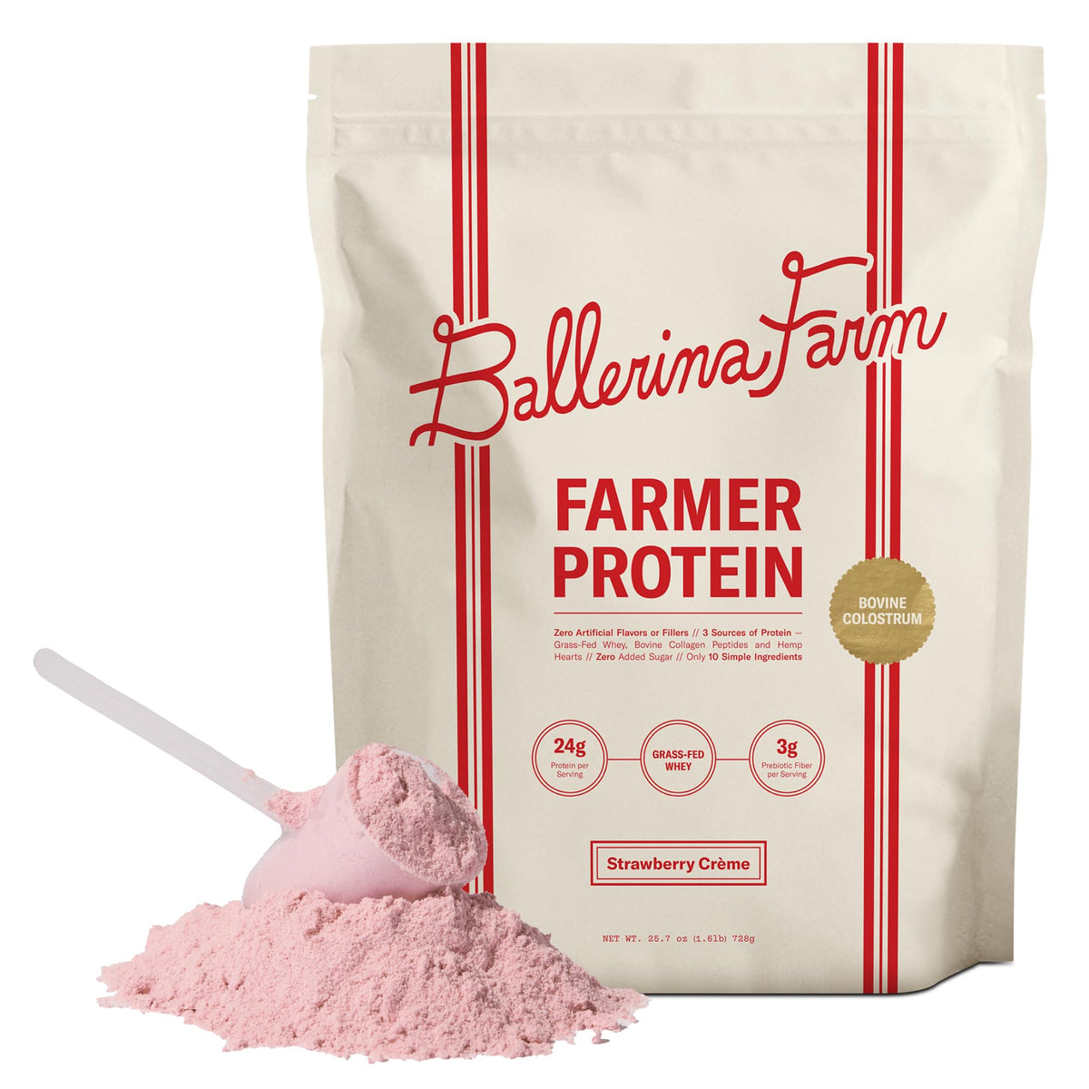 La bouteille de Protéine Whey Ballerina Farm Fraise Crème, dégustation naturelle et pratique