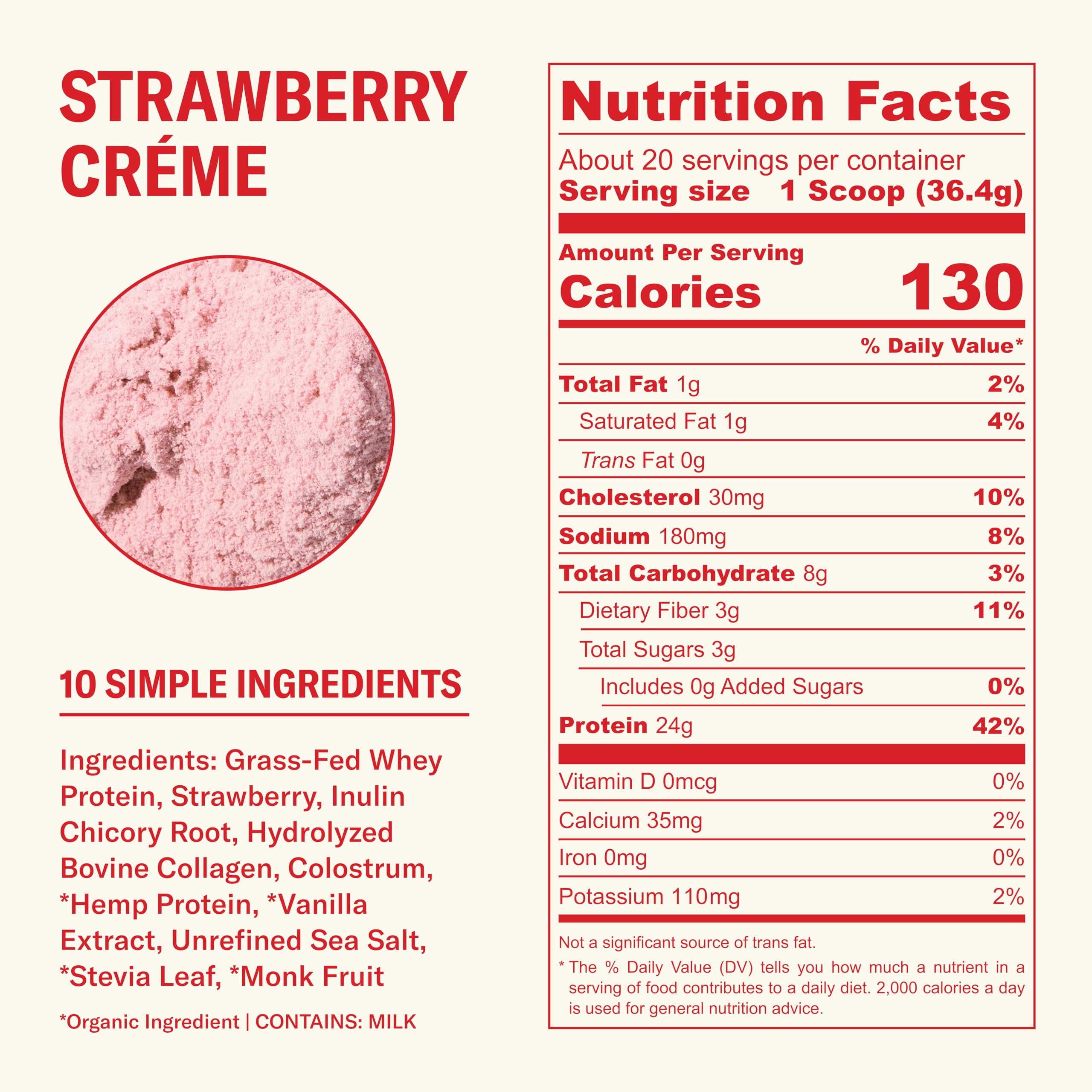 Shake Ballerina Farm Protéine Whey Fraise Crème dans un verre, frais et savoureux