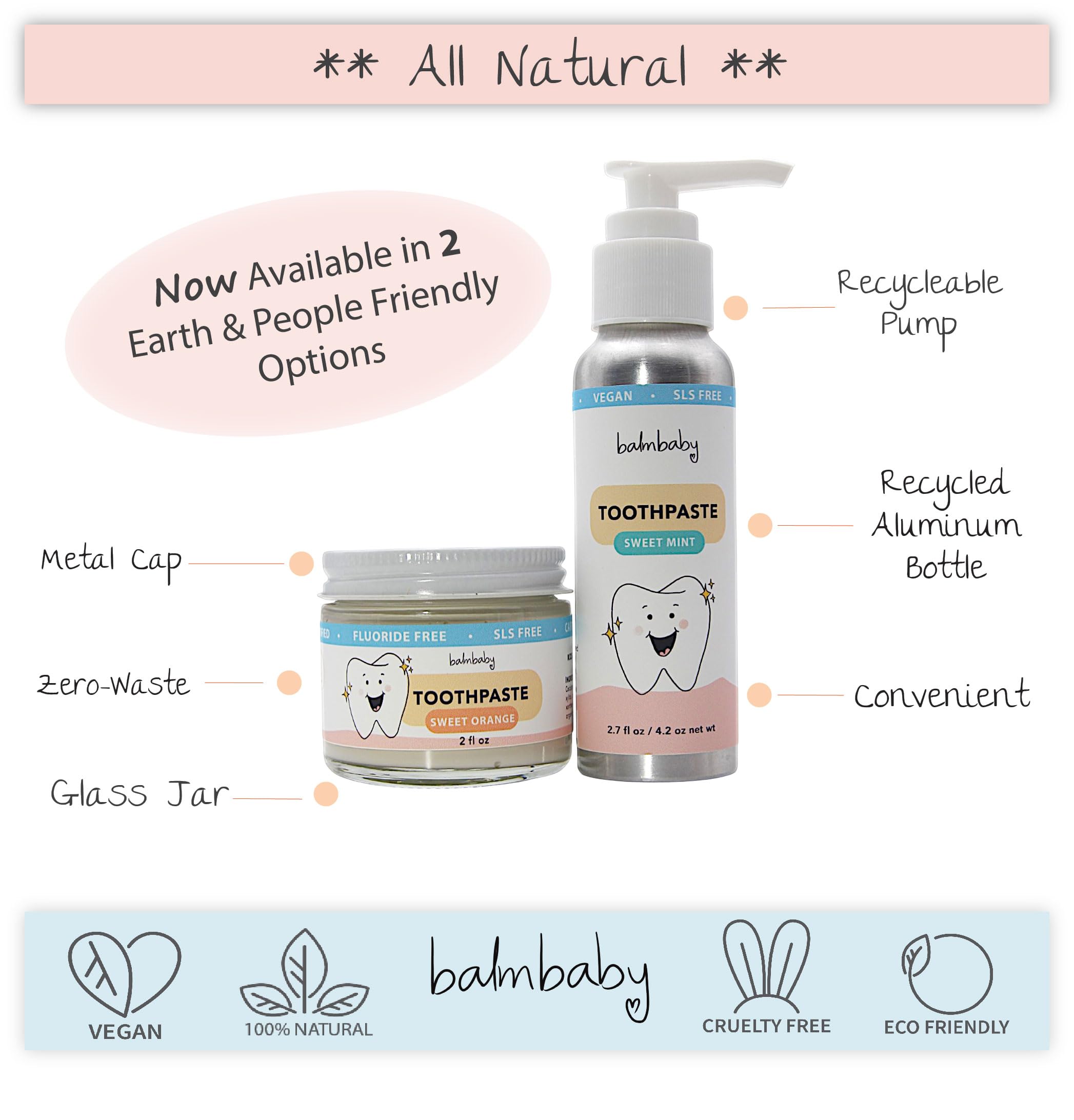 Ingrédients naturels BALM! Baby pâte dentifrice orange
