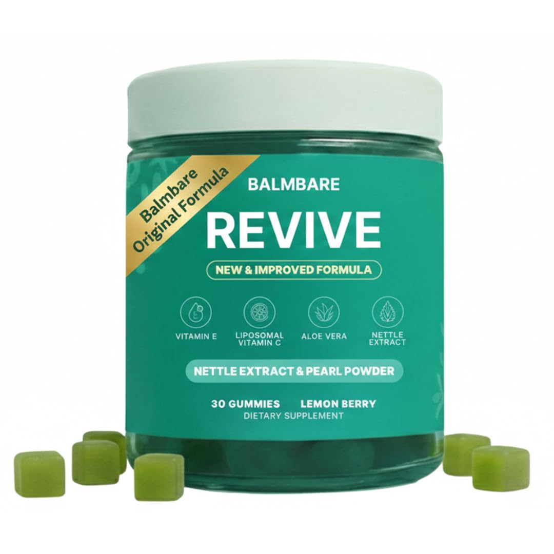 Balmbare Revive gommes dans bouteille, goût citron-framboise, soutien cheveux.