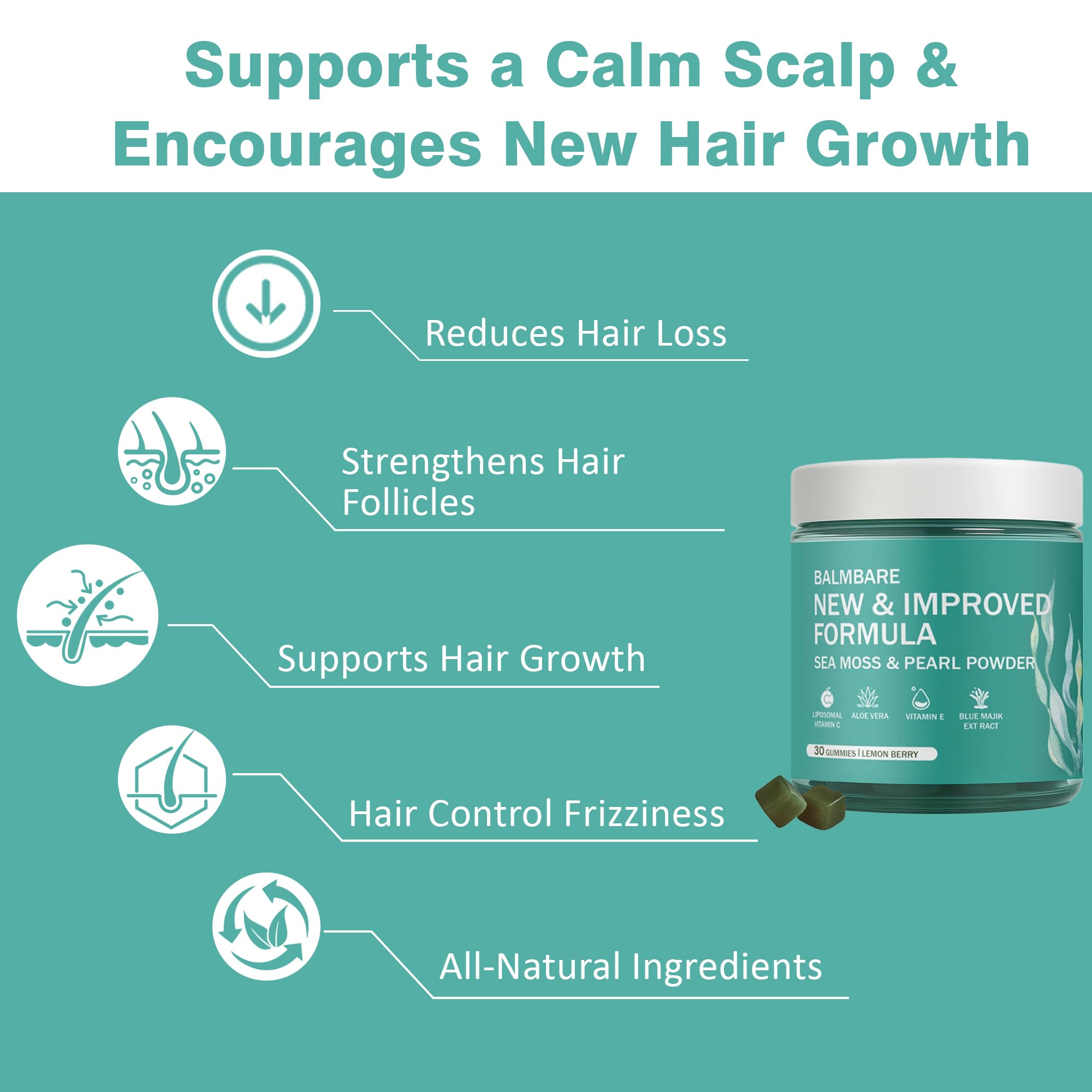Balmbare Revive Gommes poudre de perle — soin stimulant cheveux et peau.