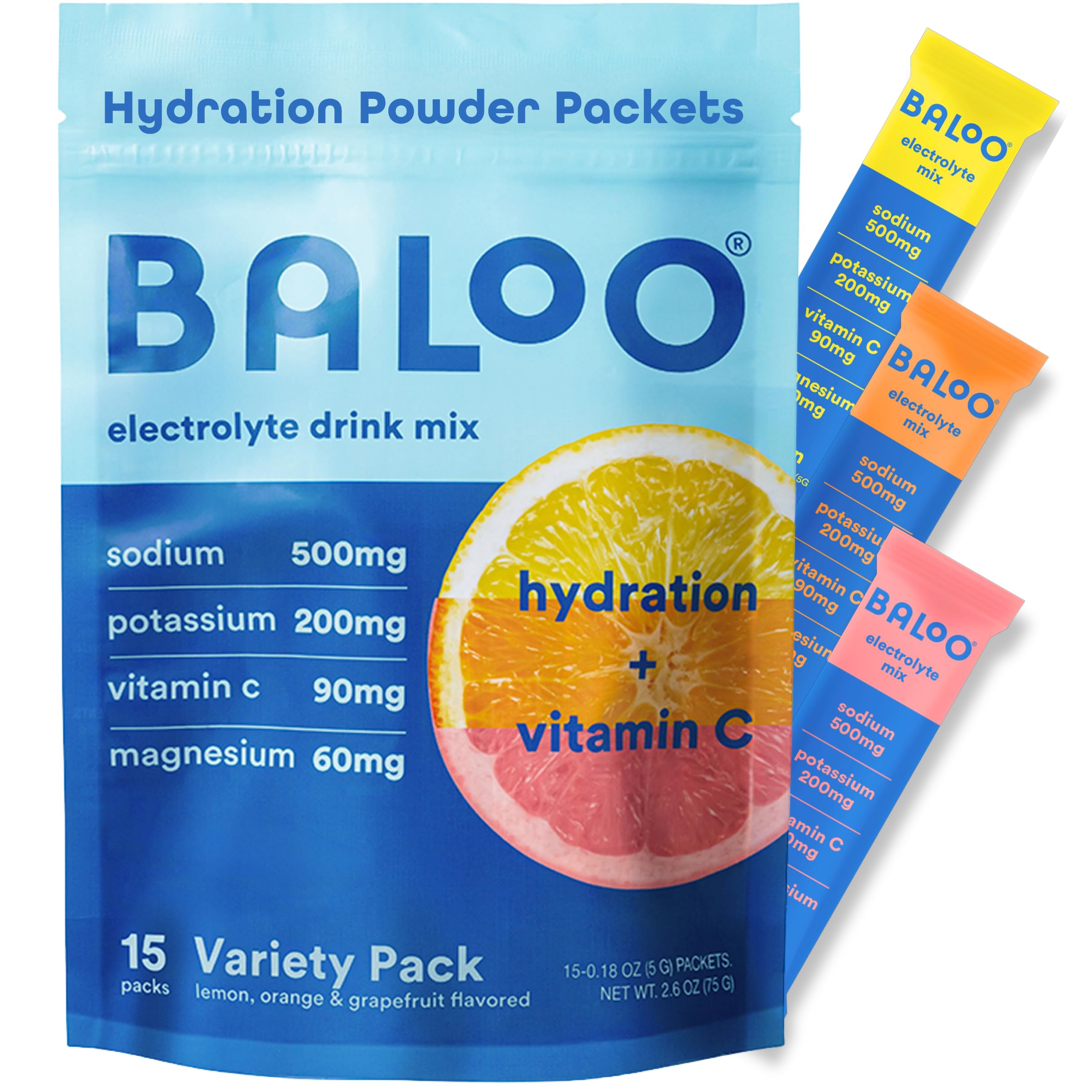Baloo Électrolytes emballage – format pratique pour hydratation mobile.