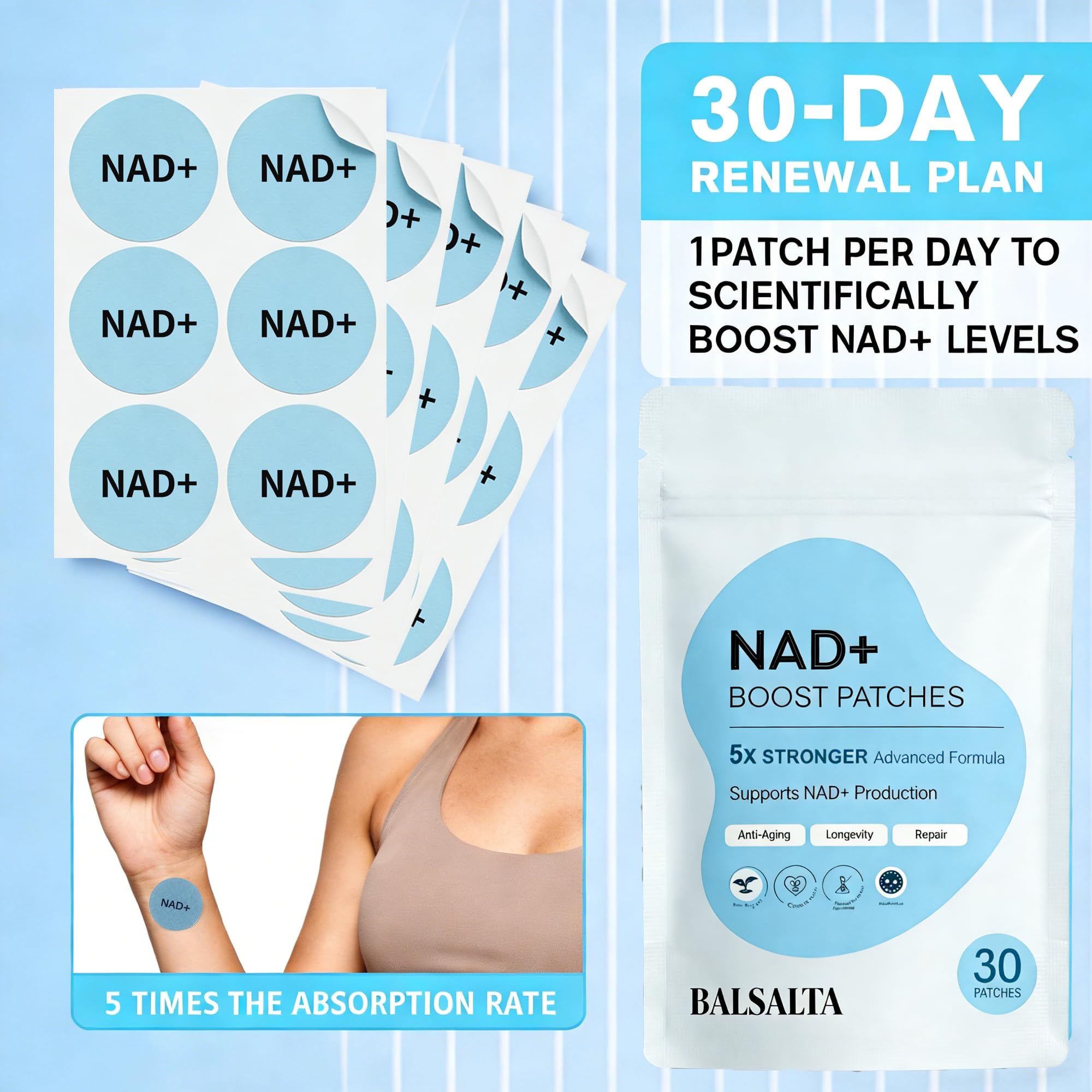 Intégration facile de BALSALTA NAD+ Patch dans votre routine bien-être.