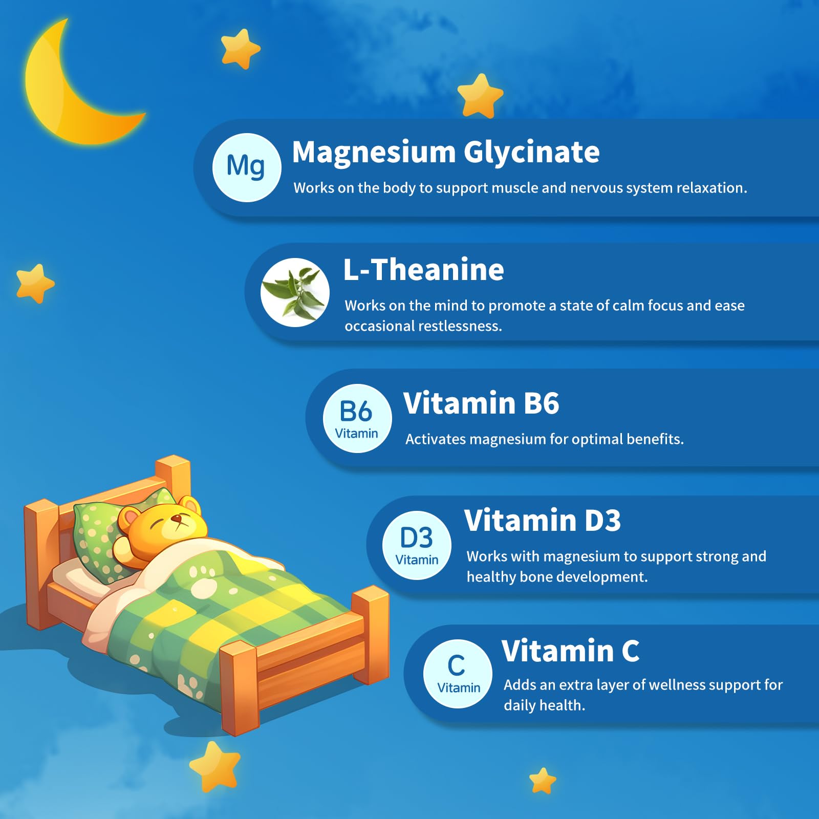 Gummies Bamofany avec D3 et B6, soutien circadien potentiel pour les nuits.