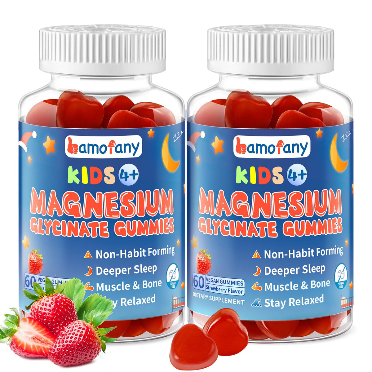 Bamofany Gummies en bouteille, soutien doux au sommeil pour enfants et adultes.