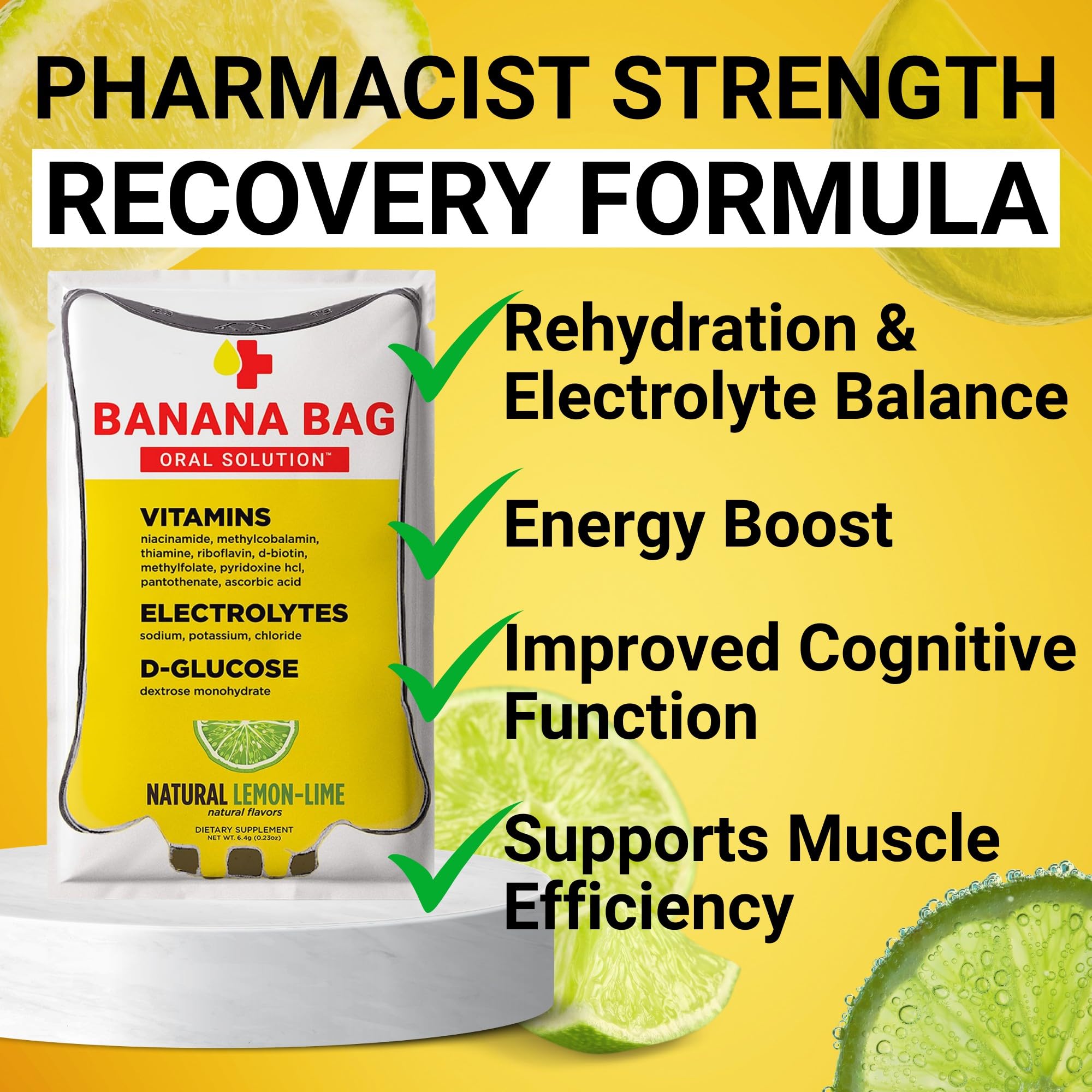 Banana Bag paquets vitamine C et B, énergie potentielle et réhydratation.