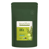 Poudre d'amla Banyan Botanicals en bouteille, soutien potentiel à la digestion.
