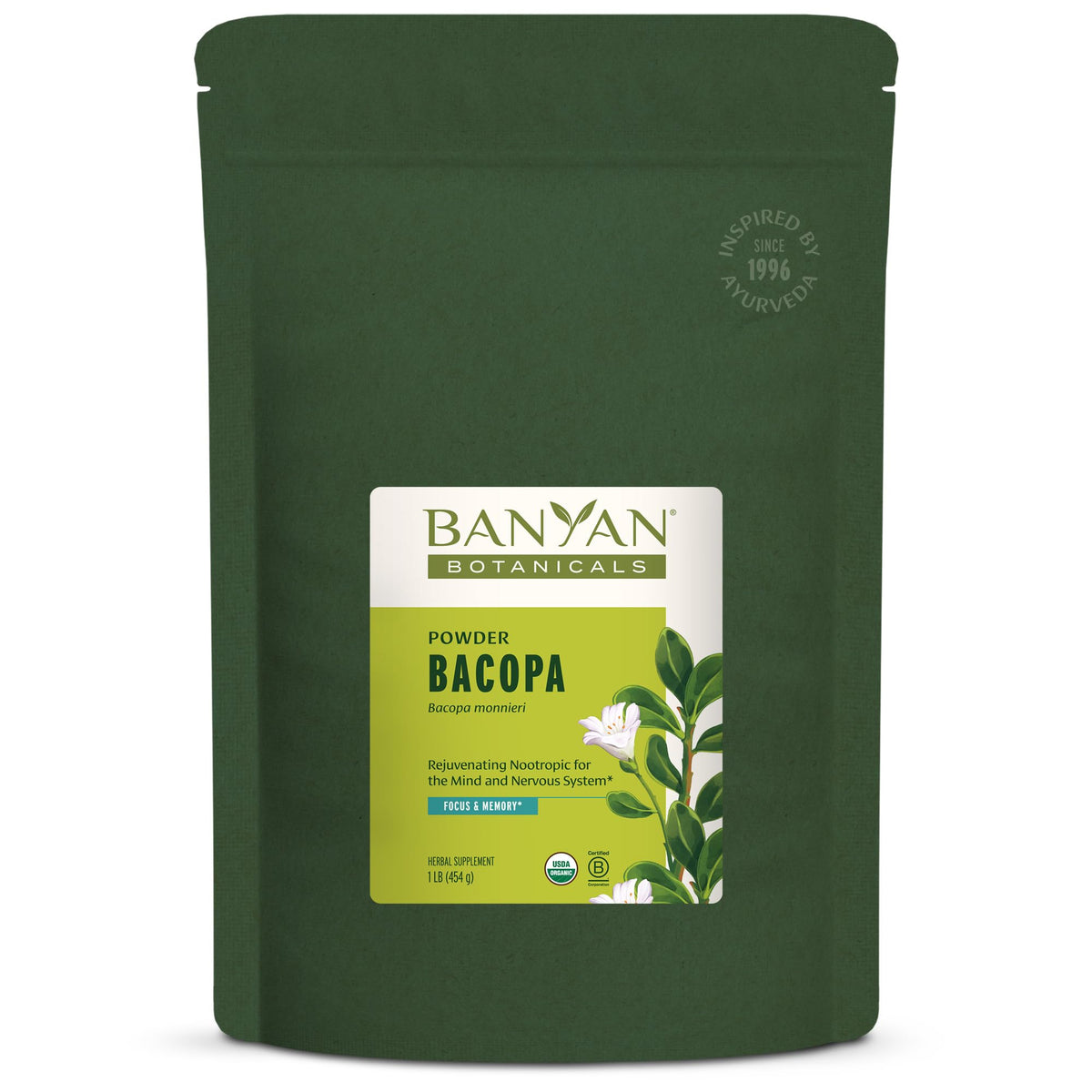 Poudre Bacopa Banyan Botanicals emballage – soutien concentration