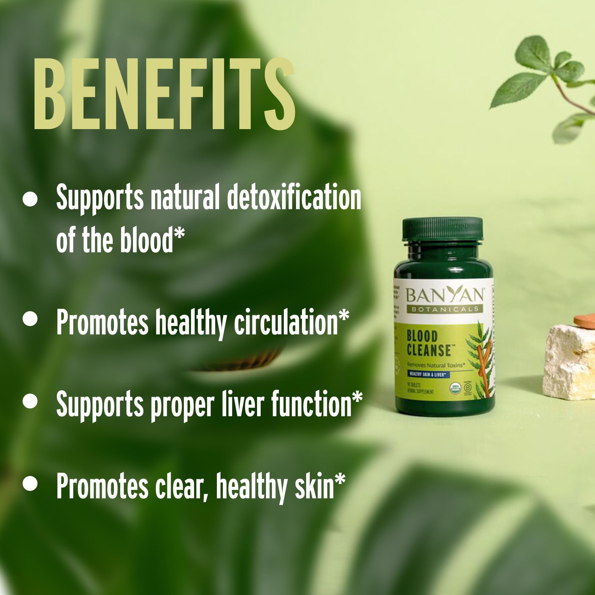 Blood Cleanse de Banyan Botanicals – tablettes neem-manjistha pour une clarté cutanée possible.