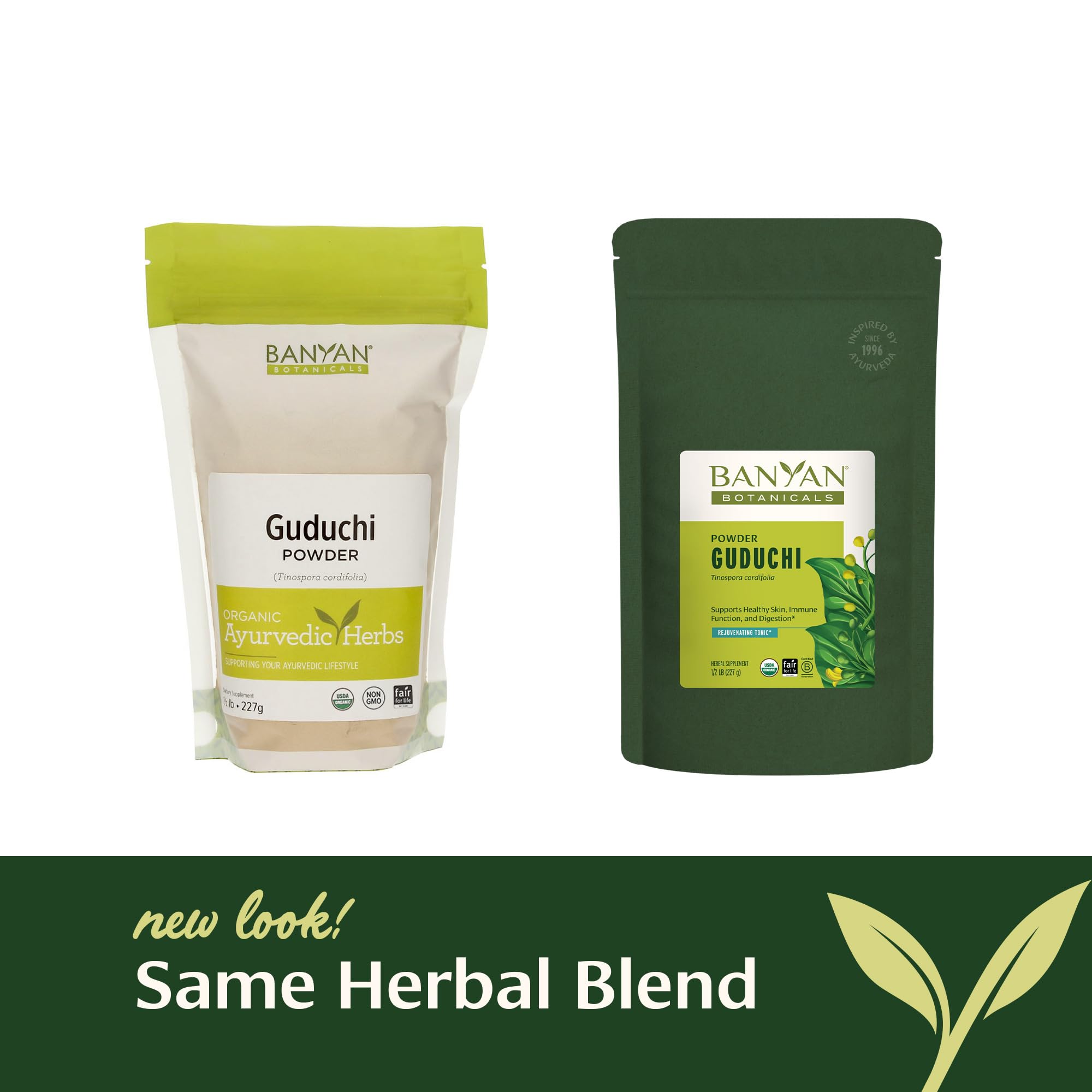 Guduchi en poudre par Banyan Botanicals, infusion chaude pour soutenir une digestion légère et équilibrée.