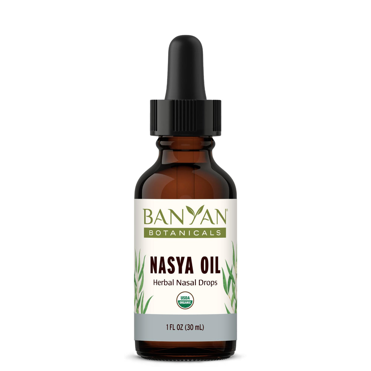 Huile Nasya Banyan Botanicals dans une bouteille pratique pour une respiration potentiellement claire.