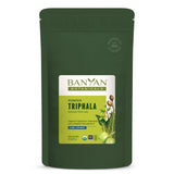 Banyan Botanicals Triphala poudre bio, bouteille, favorise une digestion équilibrée naturellement.