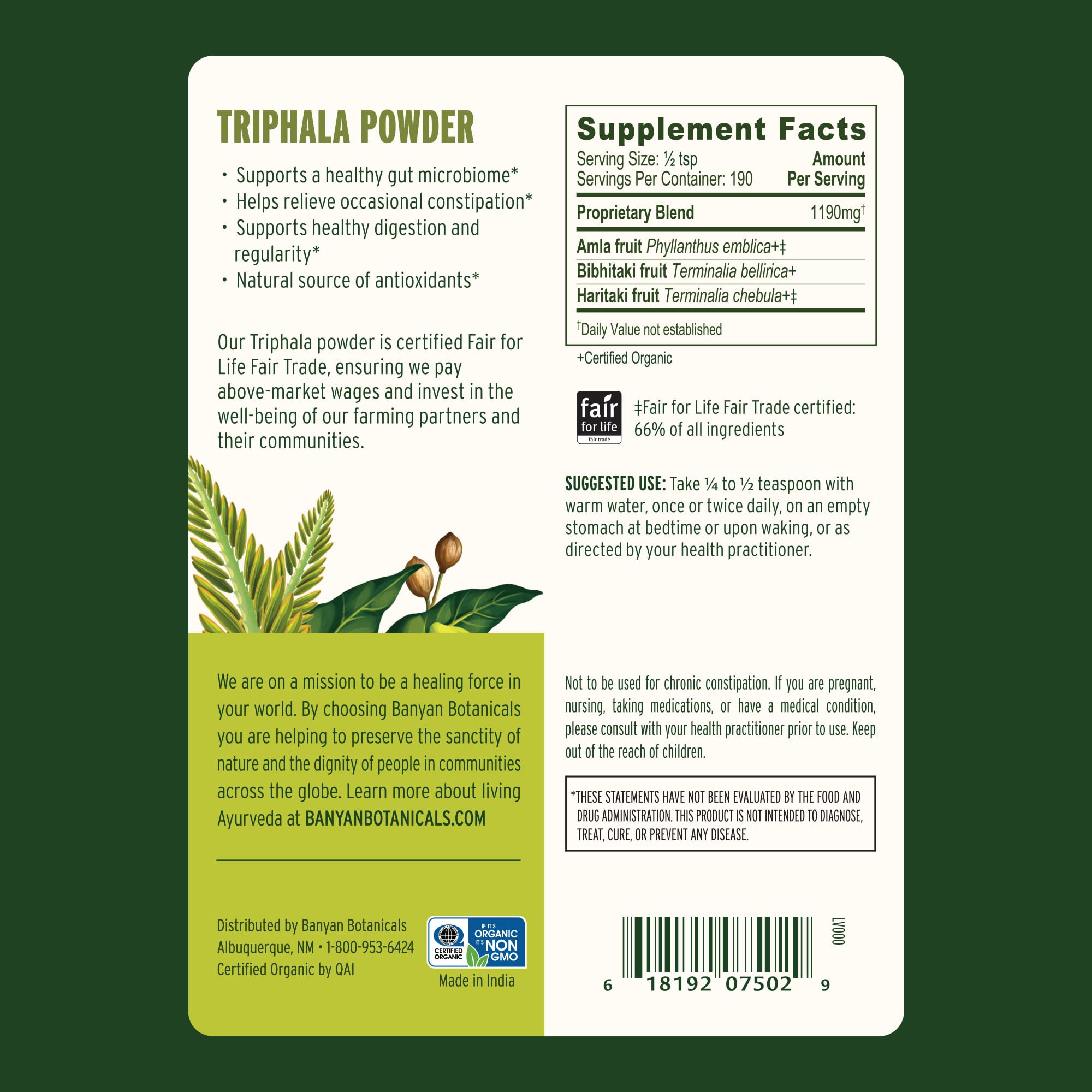 Soutien digestif naturel avec Banyan Botanicals Triphala.